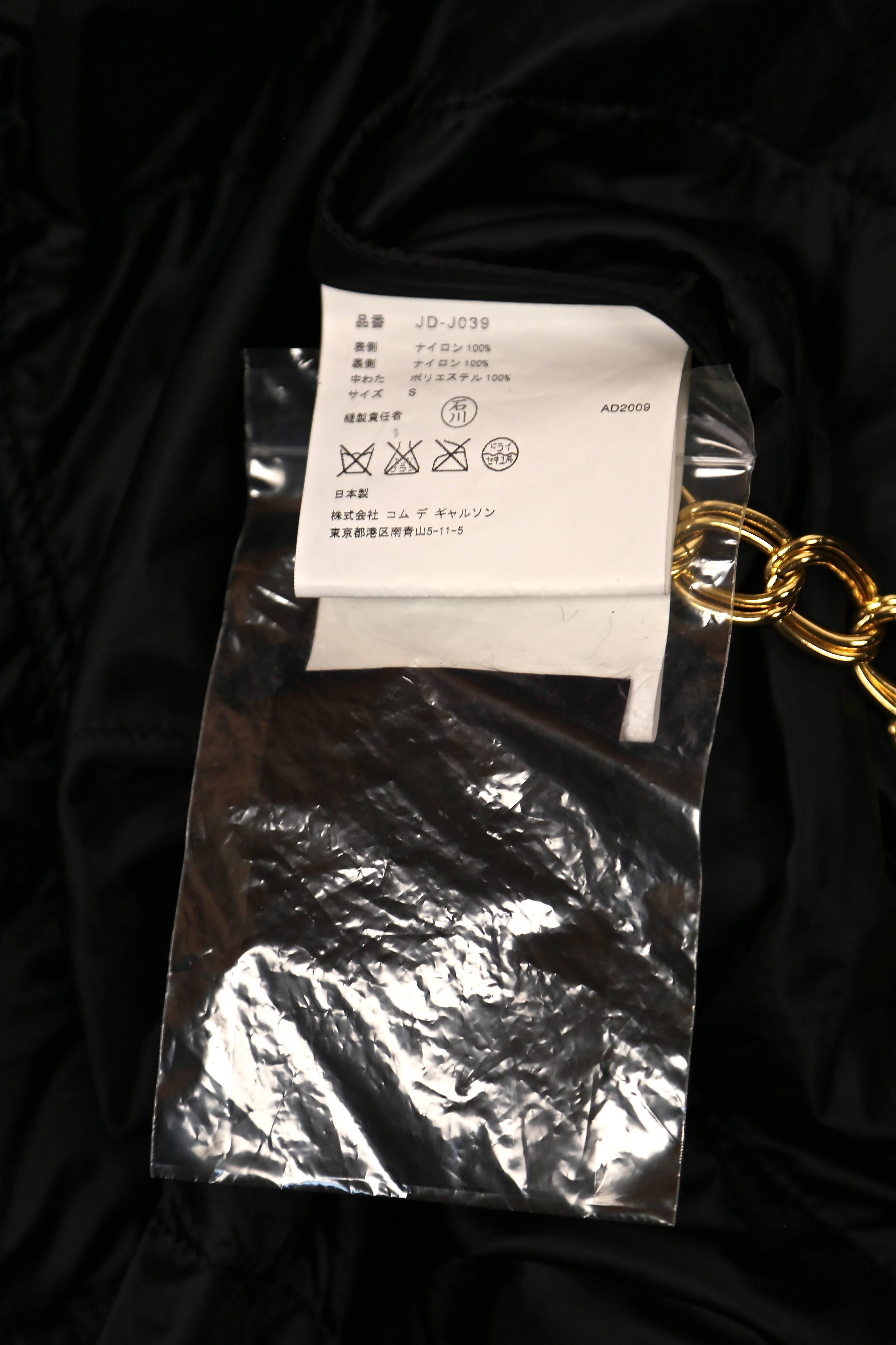 JUNYA WATANABE black draped puffer coat with gold chain trim - runway 2009 1