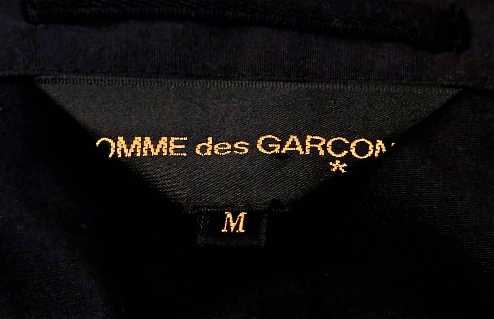 Black 2002 COMME DES GARCONS black sheer runway jacket with ruched bib