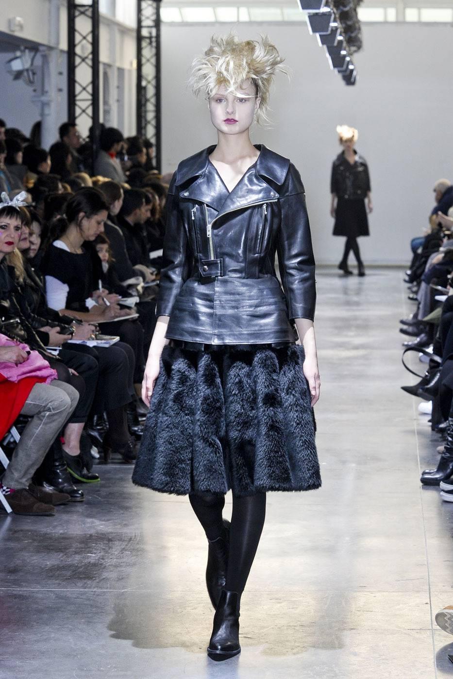 Women's or Men's Junya Watanabe dark brown runway leather jacket with peplum, fall 2011