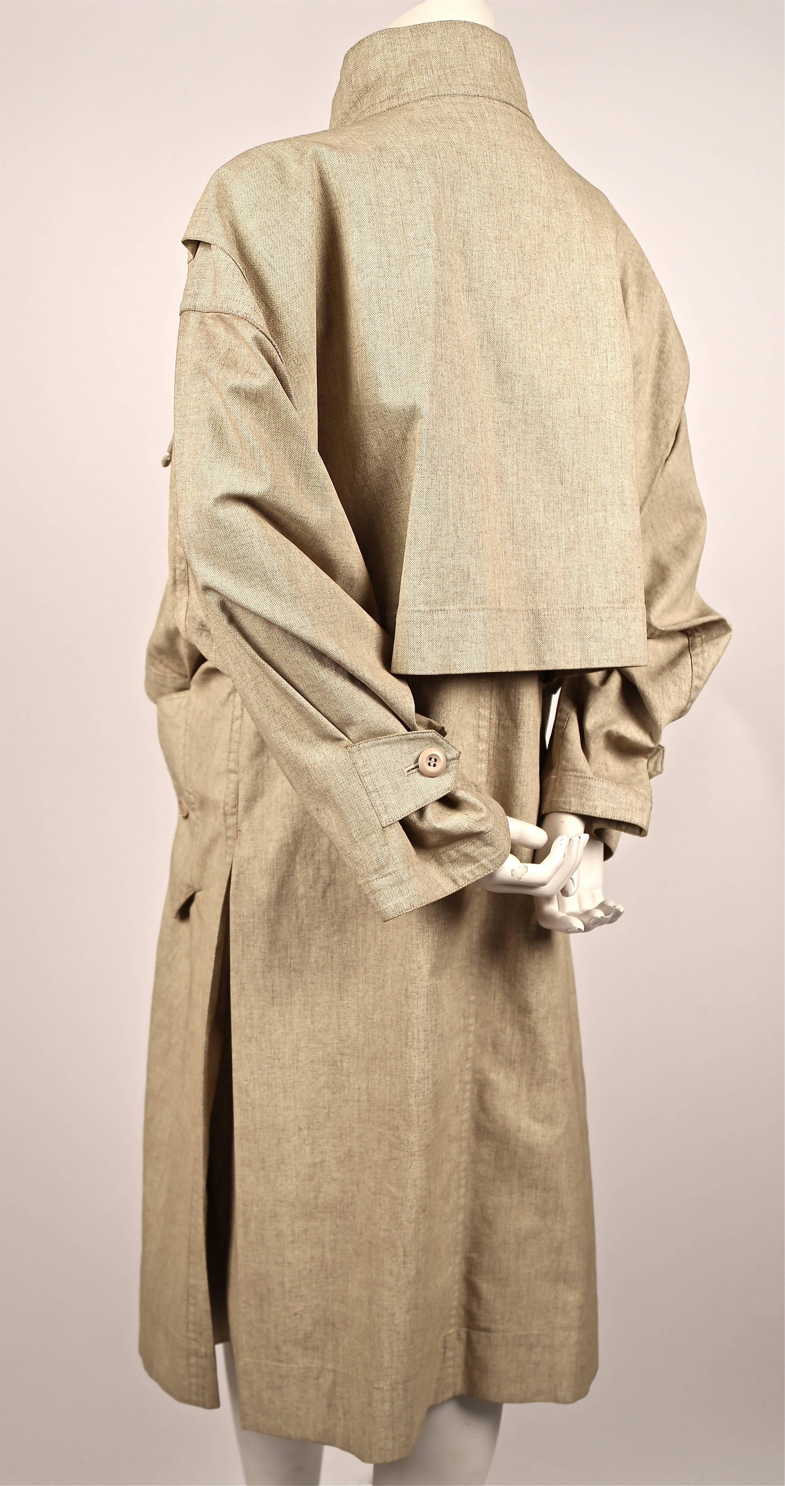 Beige 1980's ISSEY MIYAKE tan oversized draped coat
