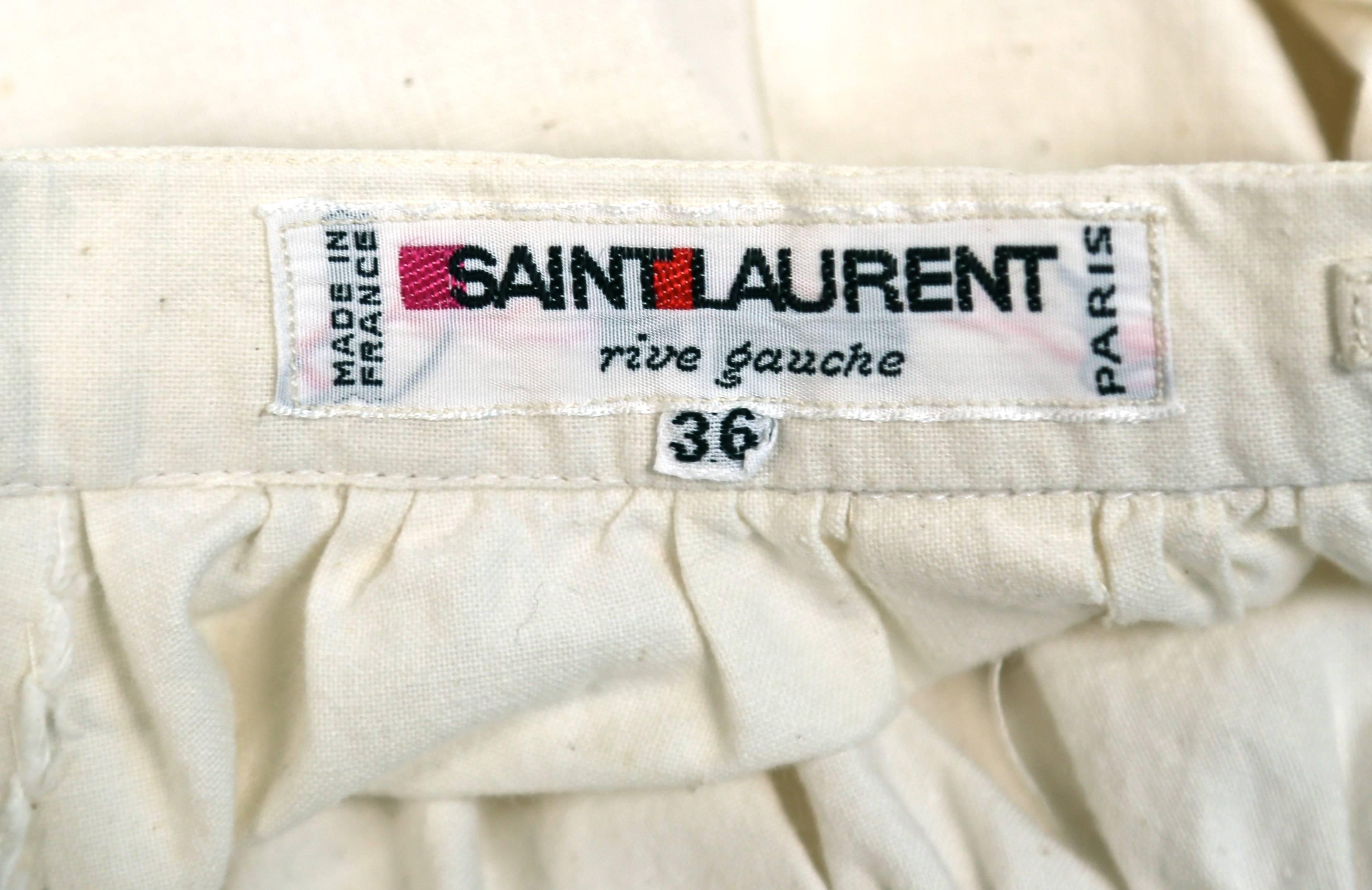 1970's YVES SAINT LAURENT cream cotton muslin peasant top and skirt 3