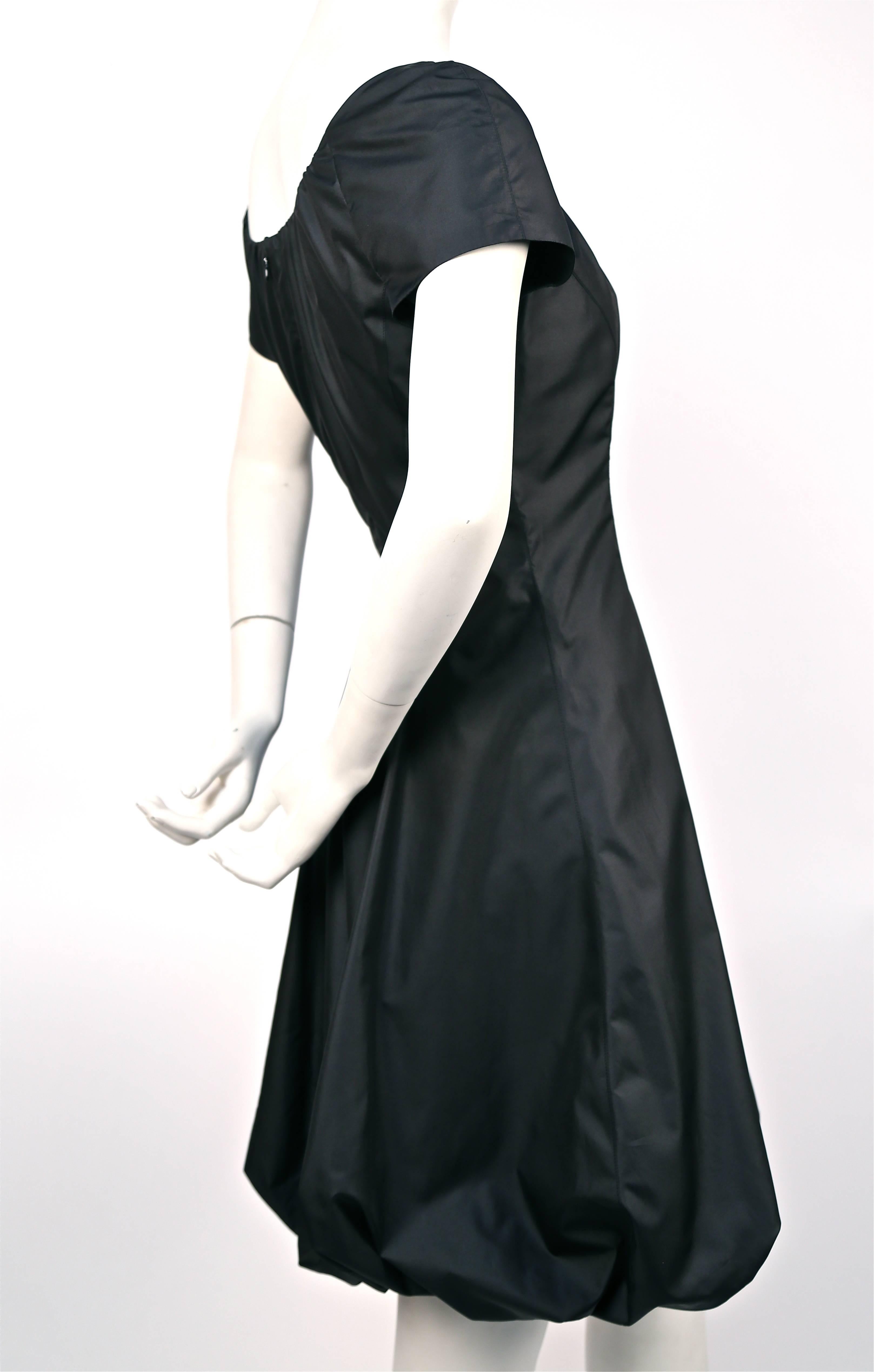 Black 1990's THIERRY MUGLER black silk dress with bubble hemline