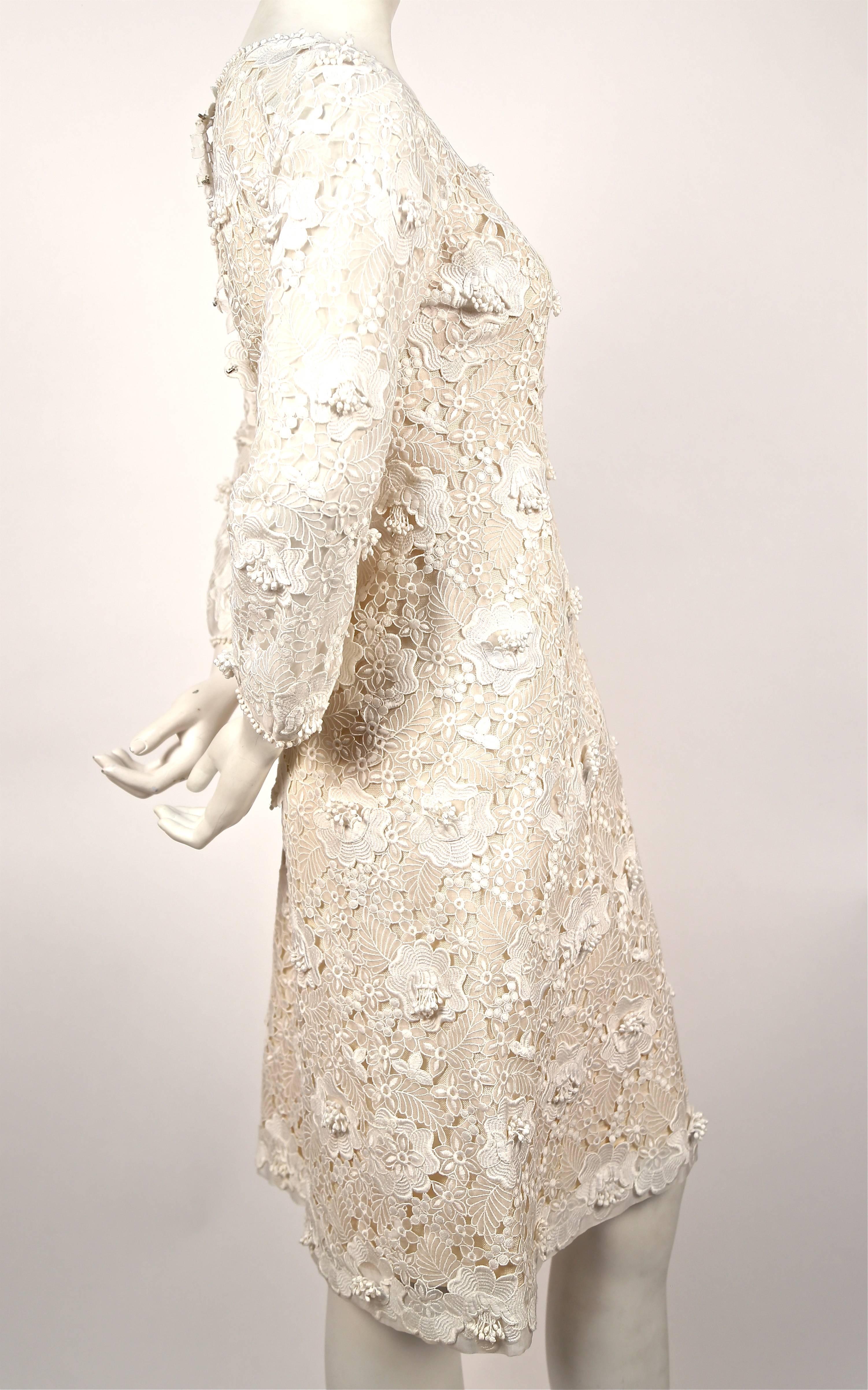 Beige 1964 YVES SAINT LAURENT demi-couture Venice lace dress