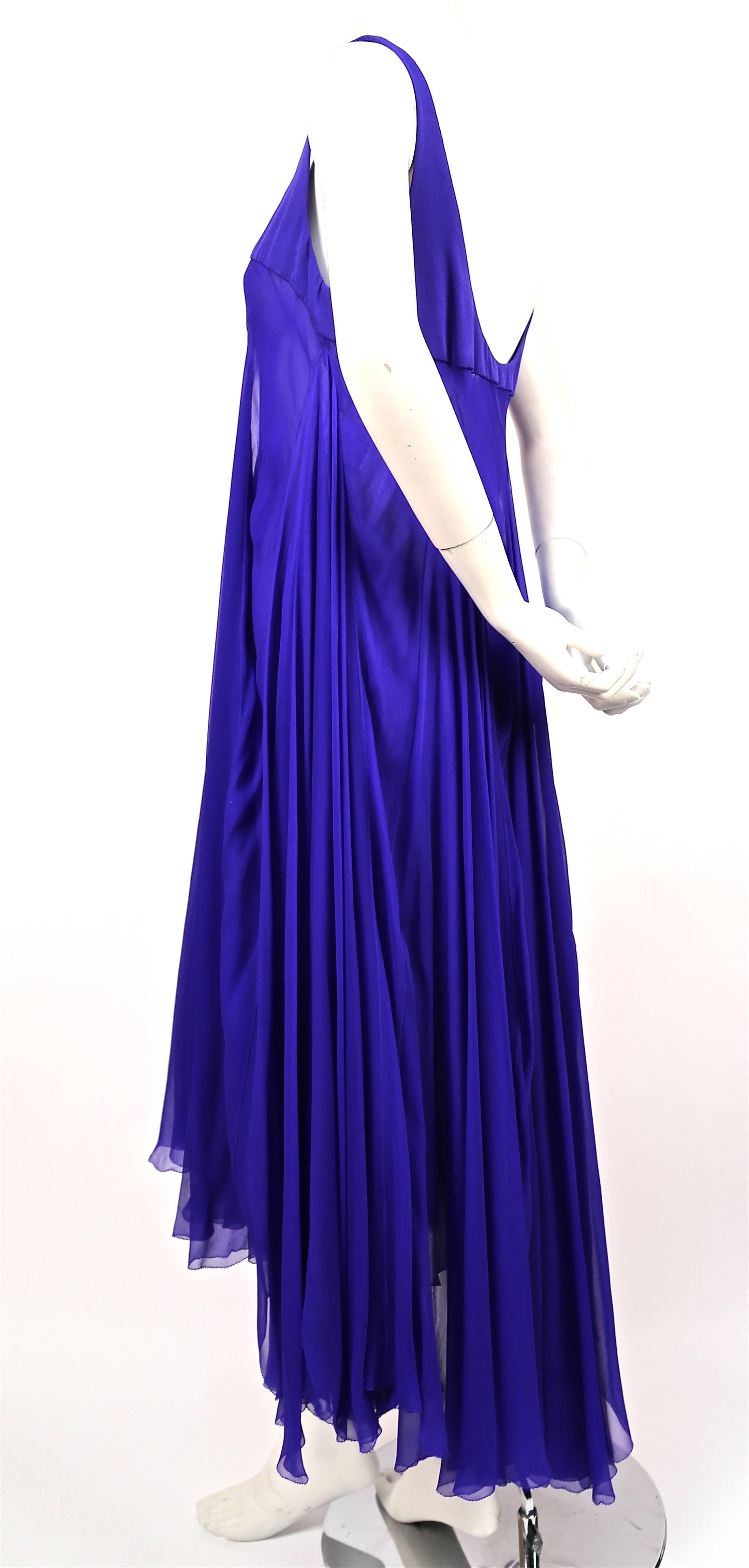 Purple ALEXANDER MCQUEEN silk chiffon cobalt blue asymmetrical gown