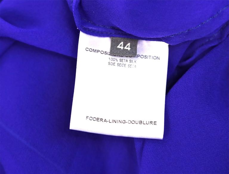 ALEXANDER MCQUEEN silk chiffon cobalt blue asymmetrical gown at 1stDibs