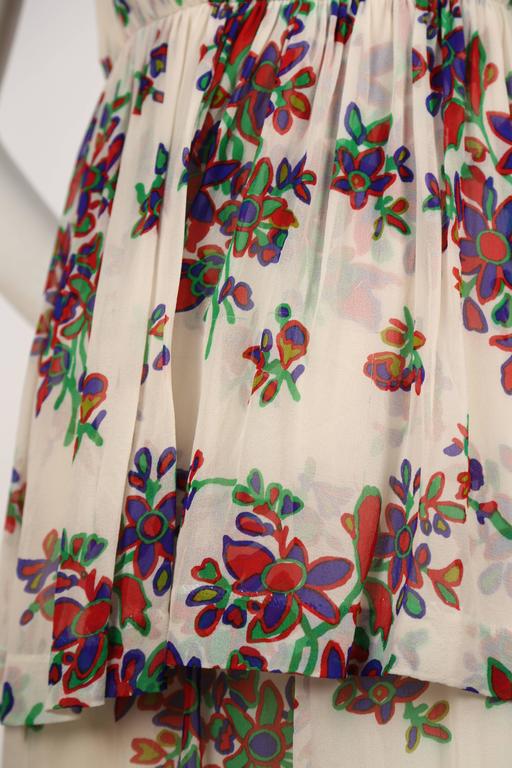 1970's YVES SAINT LAURENT floral silk chiffon long summer dress For ...
