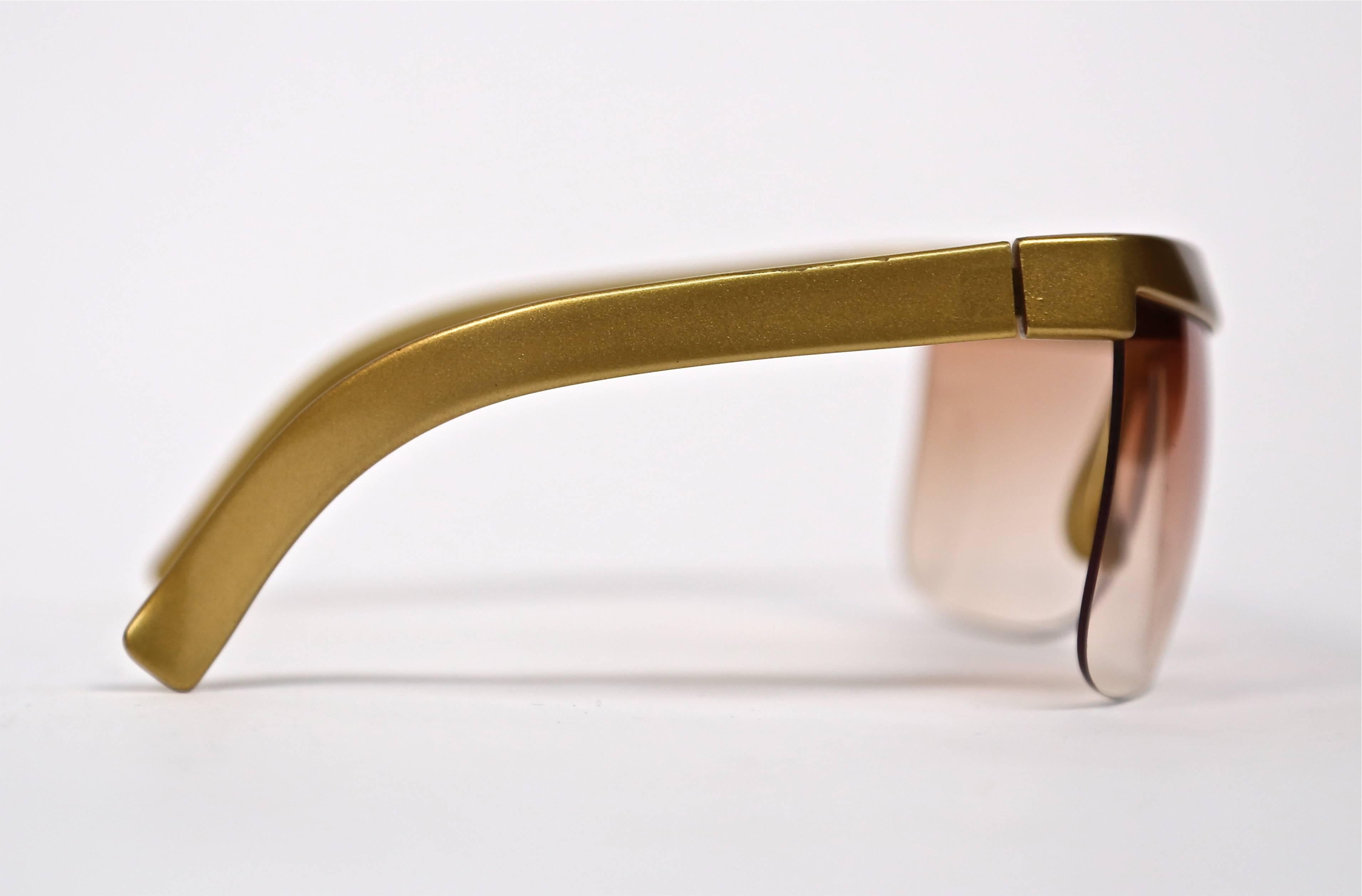 Gold 1970's COURREGES gold plastic sunglasses