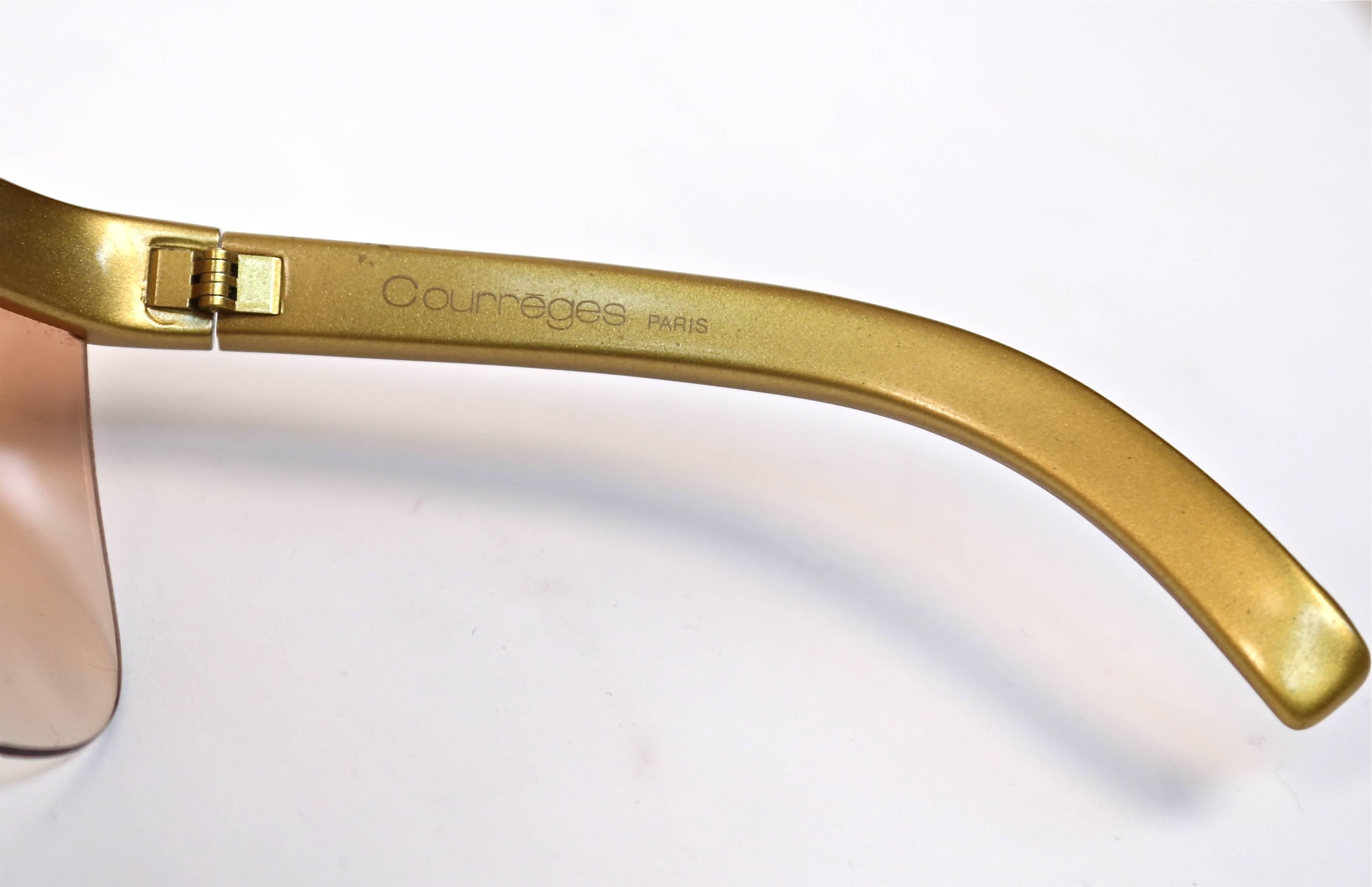 1970's COURREGES gold plastic sunglasses In Good Condition In San Fransisco, CA