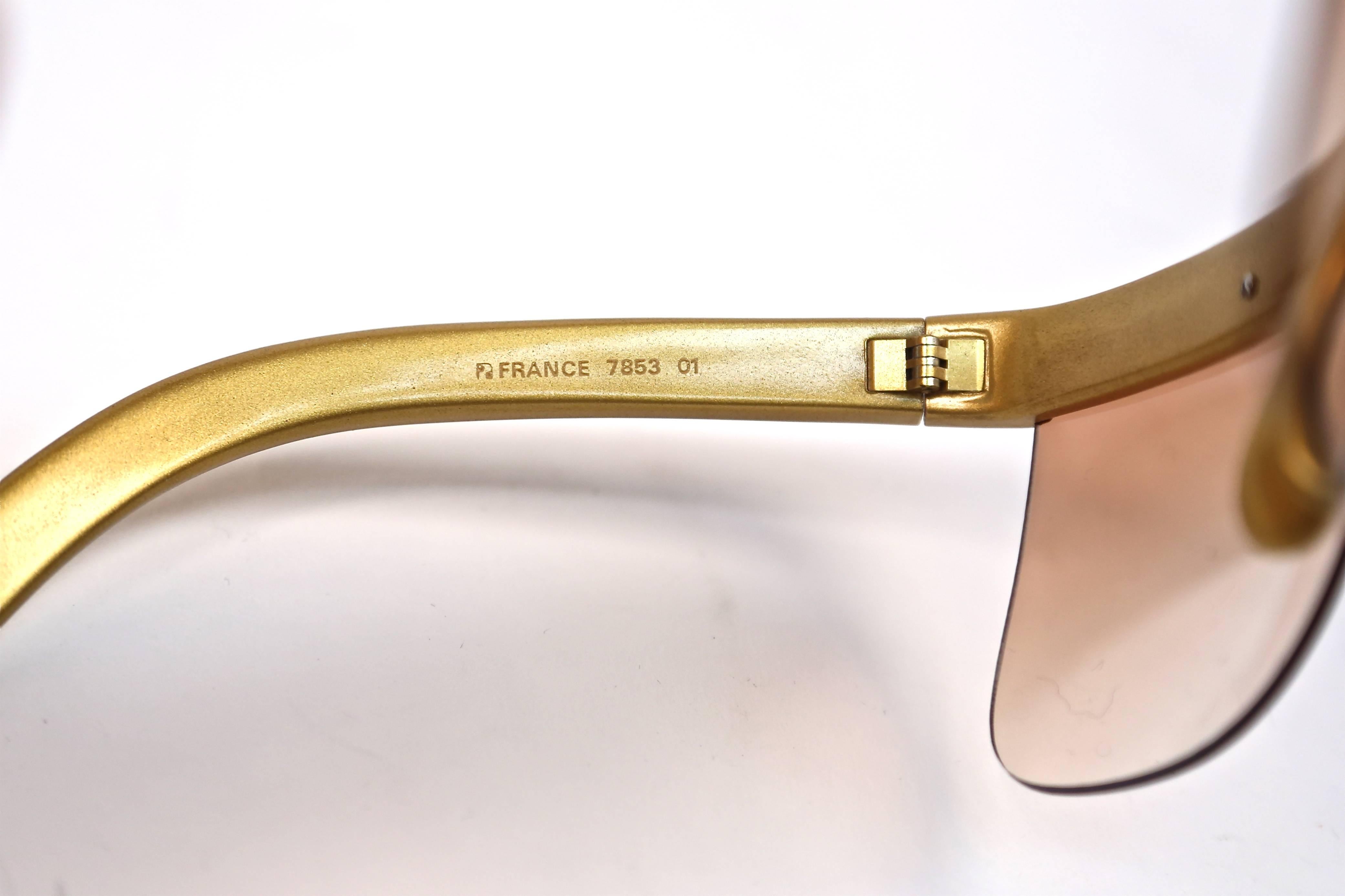Women's or Men's 1970's COURREGES gold plastic sunglasses