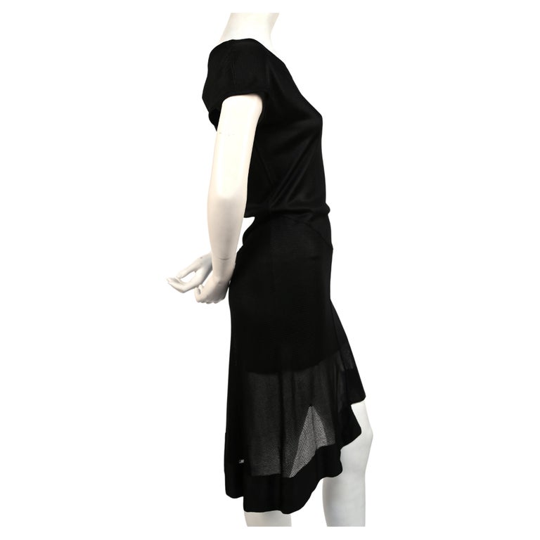 1992 Azzedine Alaia documented black dress with sheer asymmetrical ...