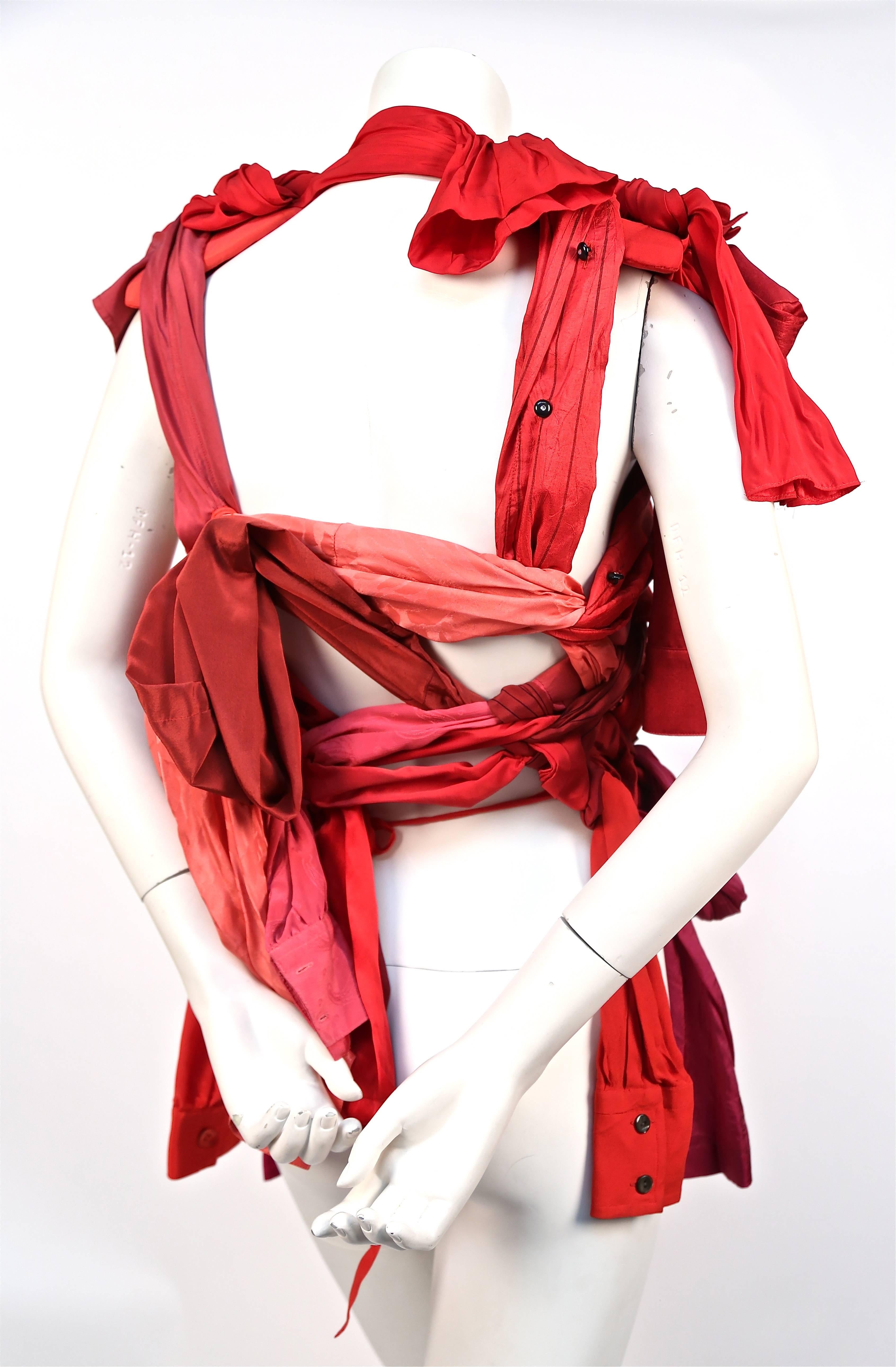 2008 MARTIN MARGIELA artisanal silk top made of shirt sleeves In New Condition In San Fransisco, CA