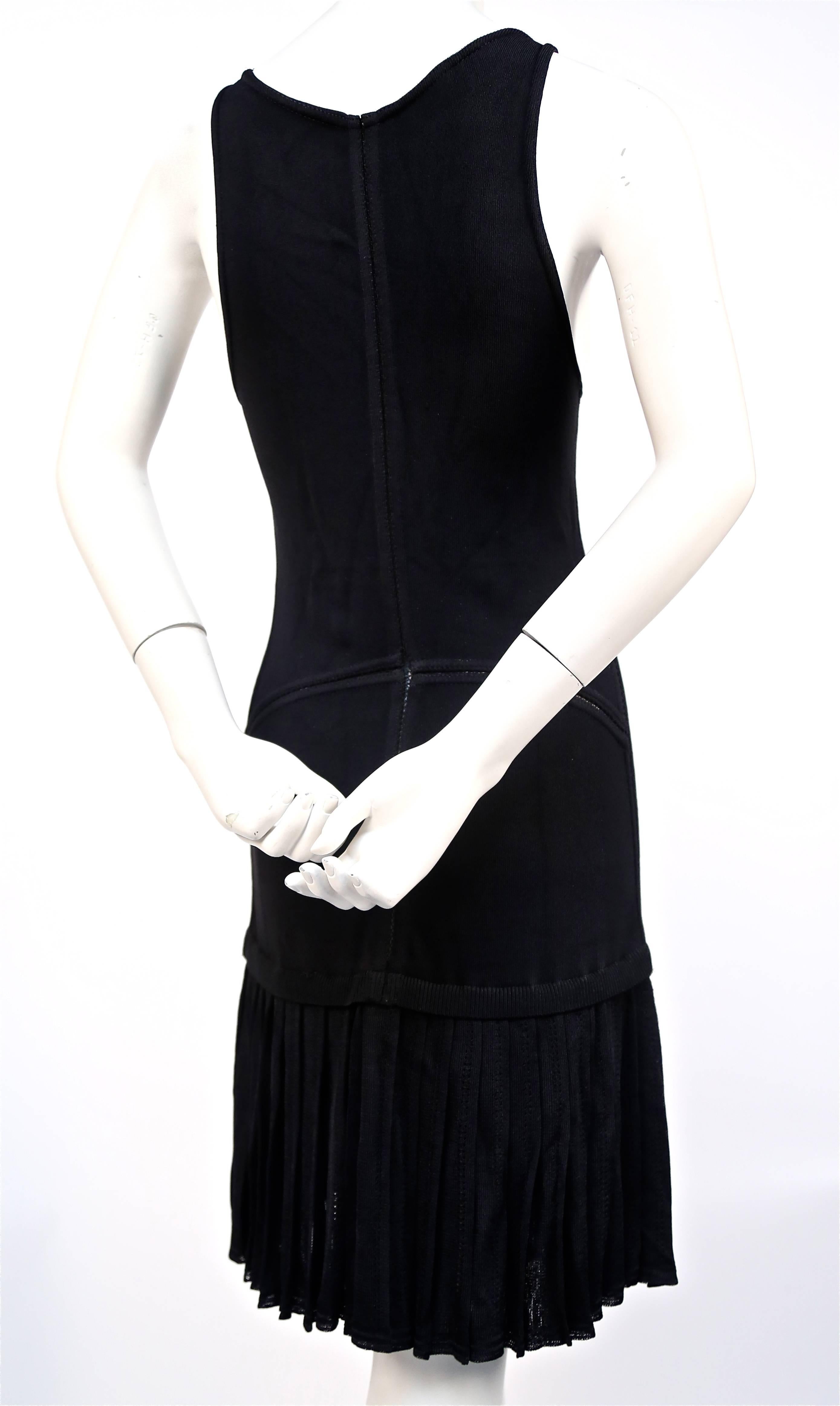 Black 1990's AZZEDINE ALAIA black knit dress with pleated skirt