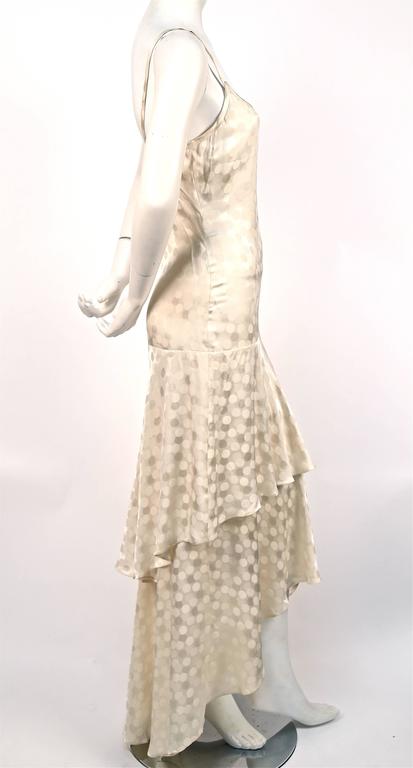 1970's YVES SAINT LAURENT haute couture cream silk damask dress For ...