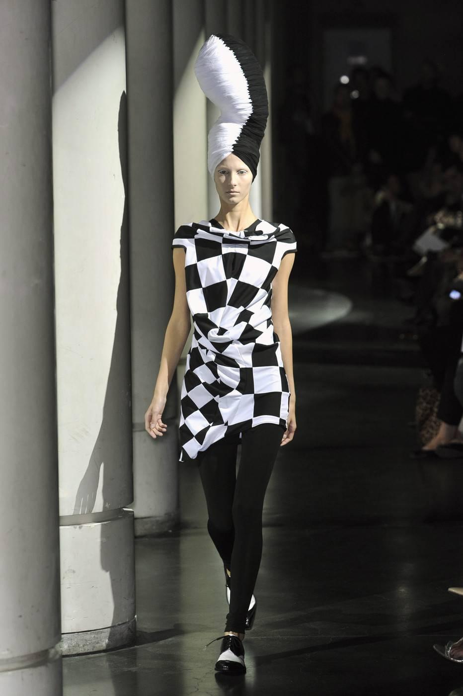 JUNYA WATANABE COMME DES GARCONS checkered & draped runway dress 3