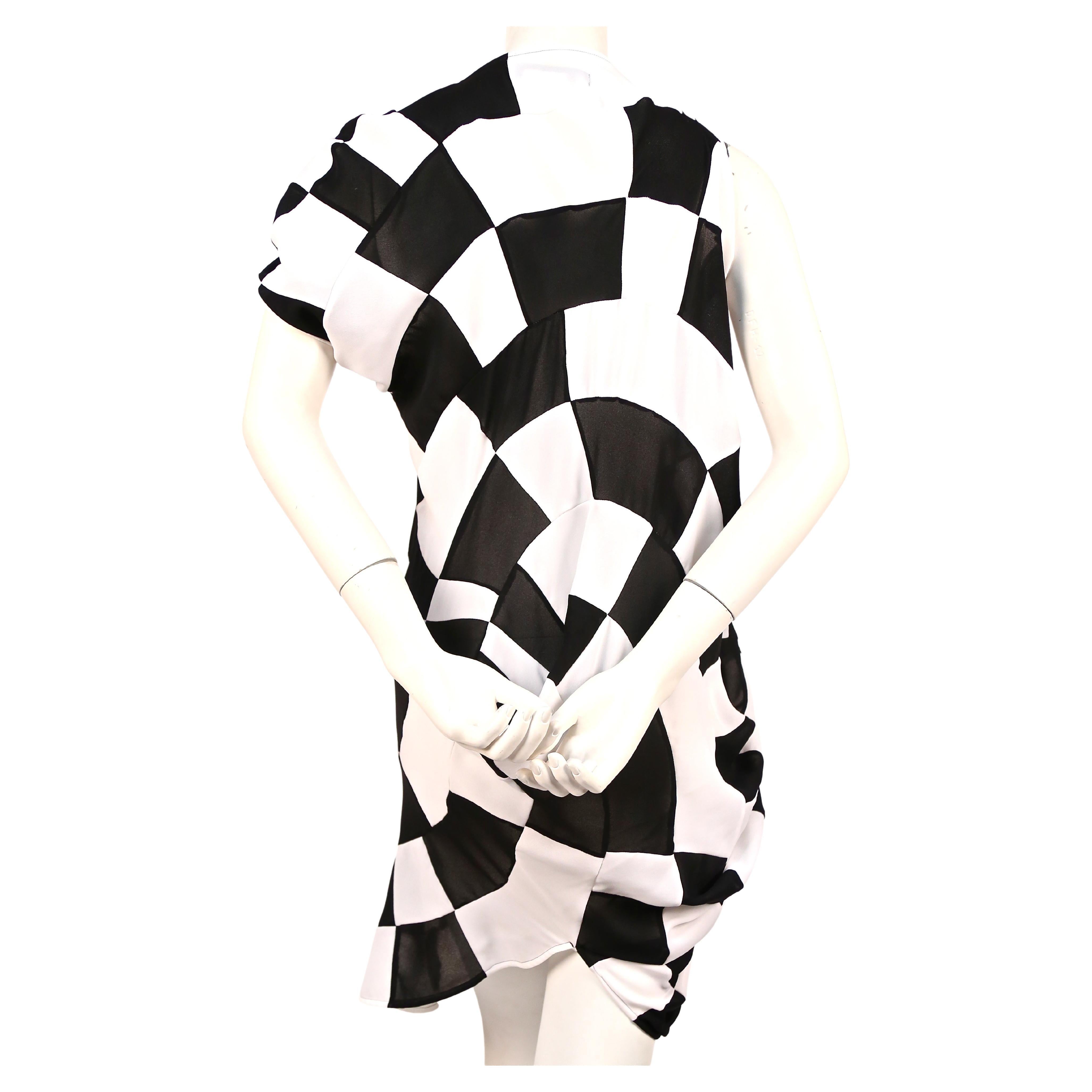 Black JUNYA WATANABE COMME DES GARCONS checkered & draped runway dress