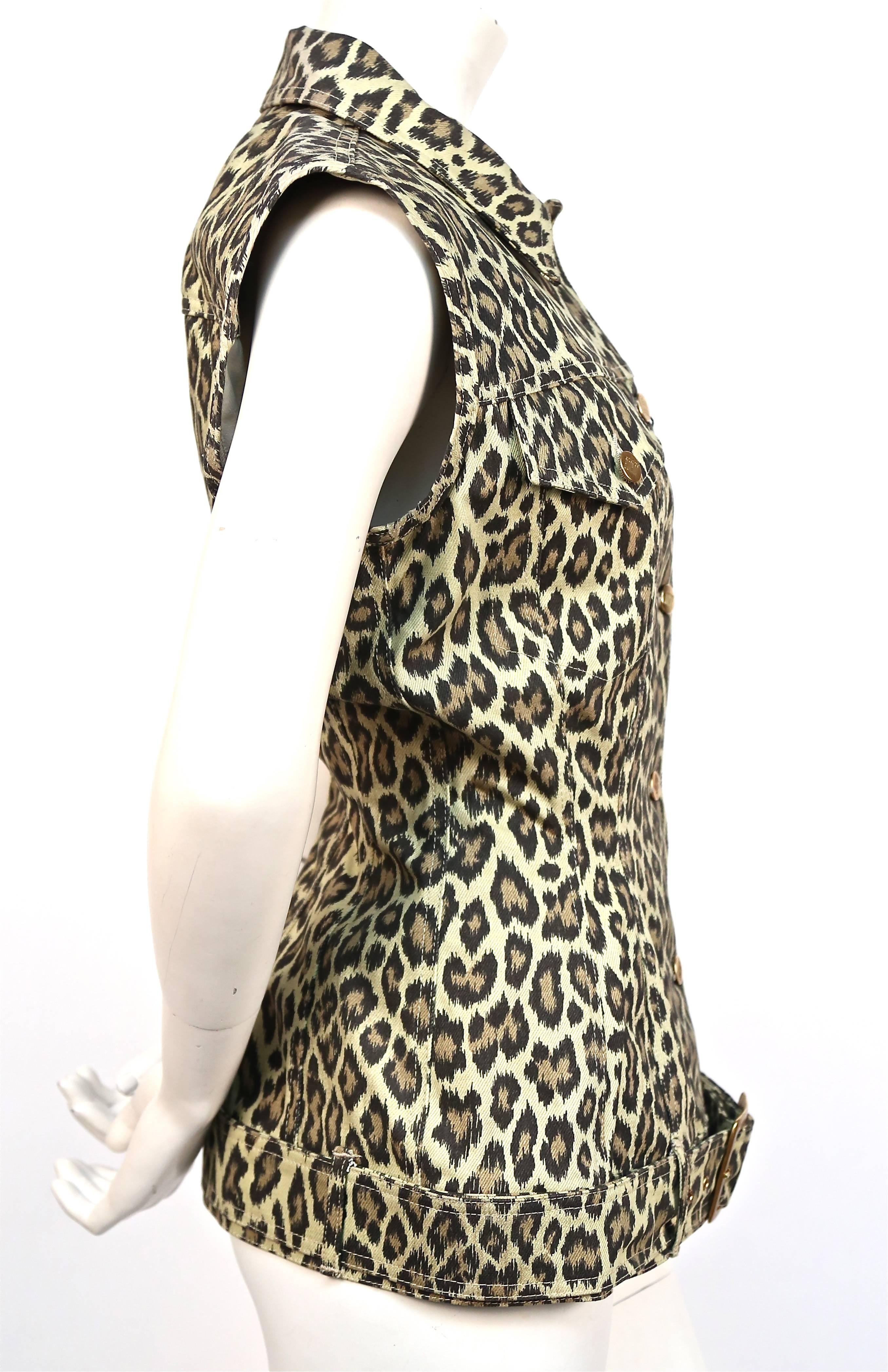 Black 1988 JEAN PAUL GAULTIER denim leopard printed corset jacket