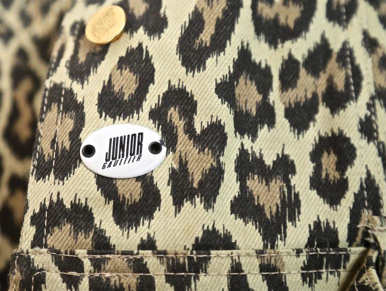 1988 JEAN PAUL GAULTIER denim leopard printed corset jacket at 1stDibs