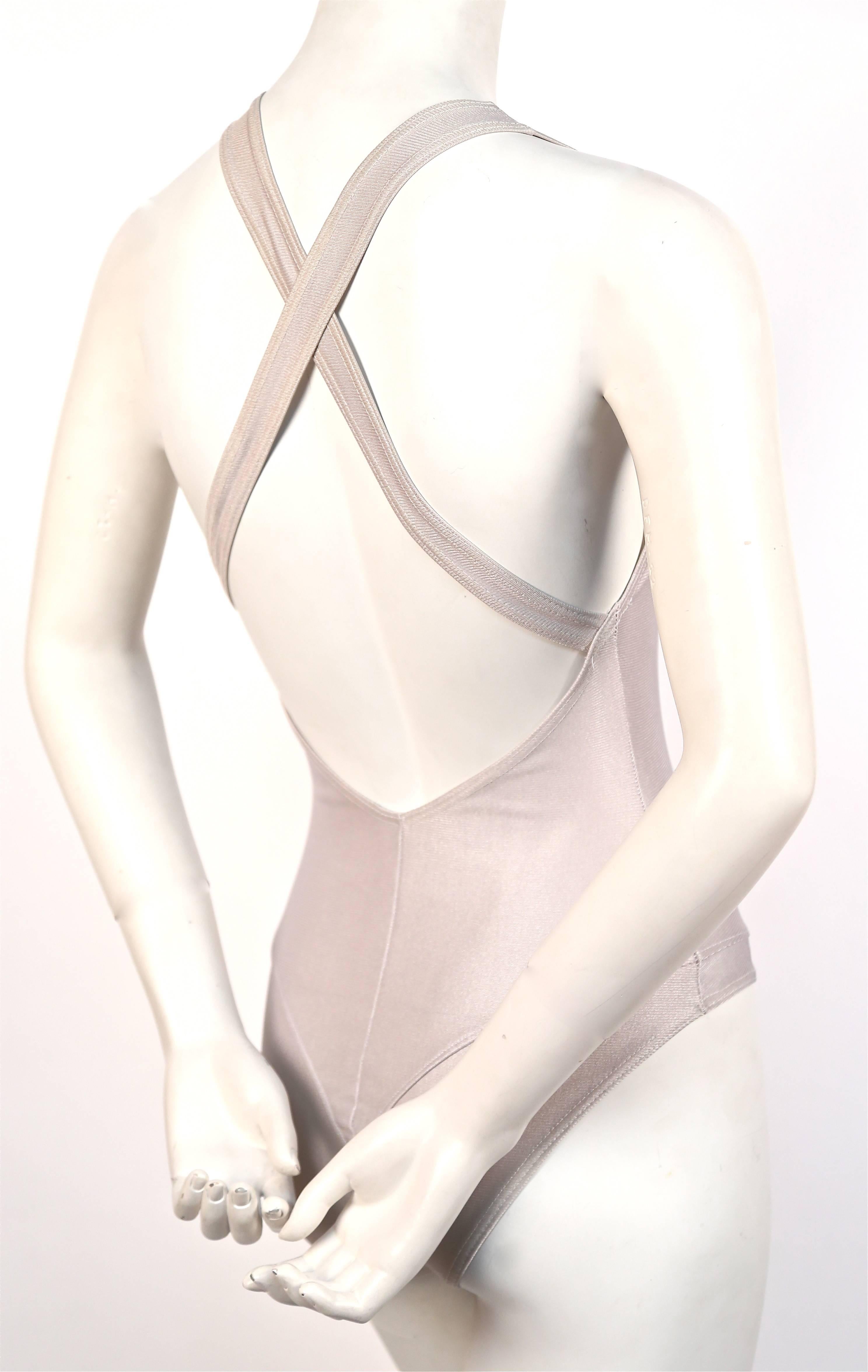 very rare 1990's AZZEDINE ALAIA silver swimsuit In Good Condition In San Fransisco, CA