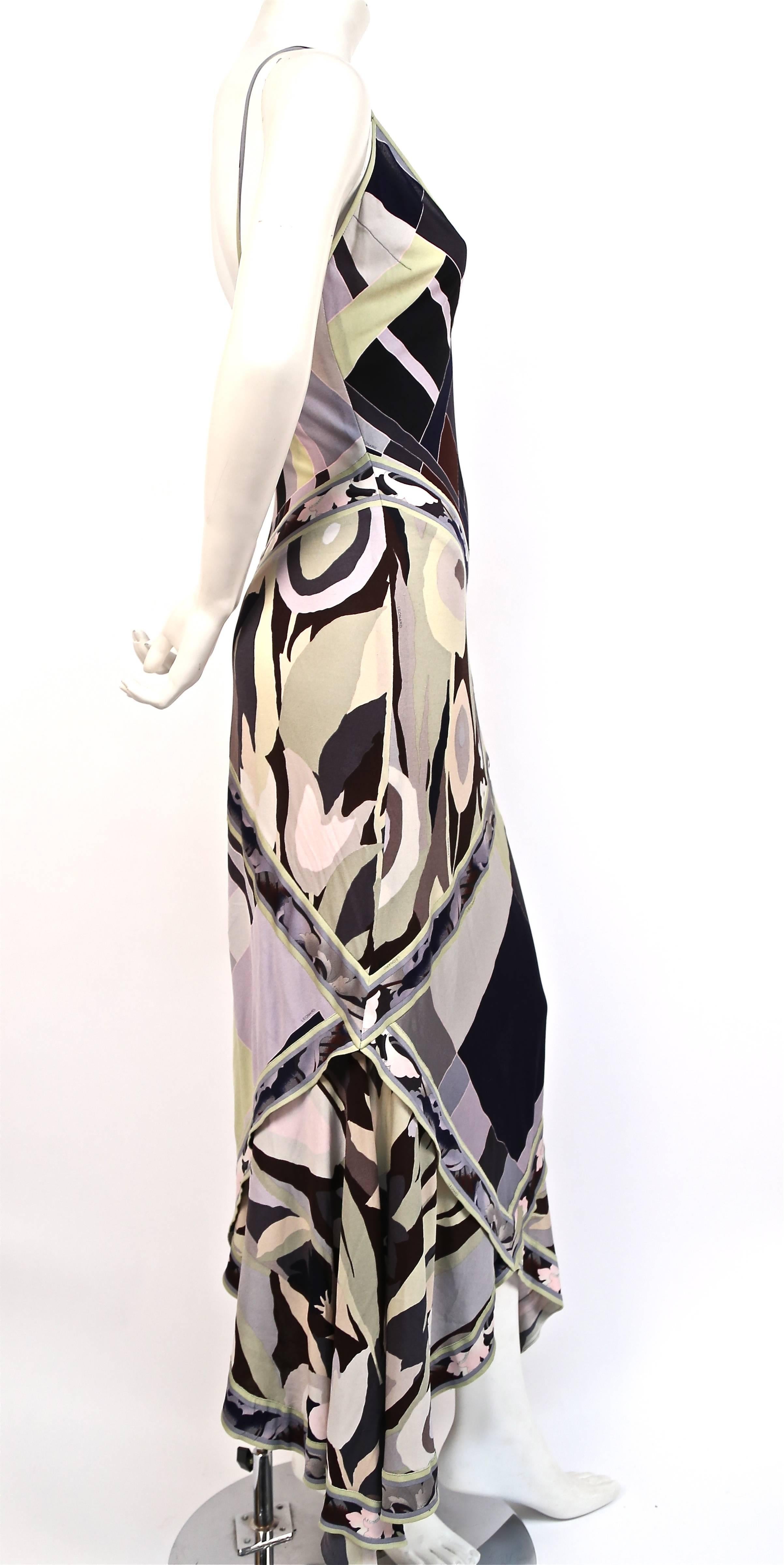 1990's LEONARD long floral silk jersey dress In Good Condition In San Fransisco, CA