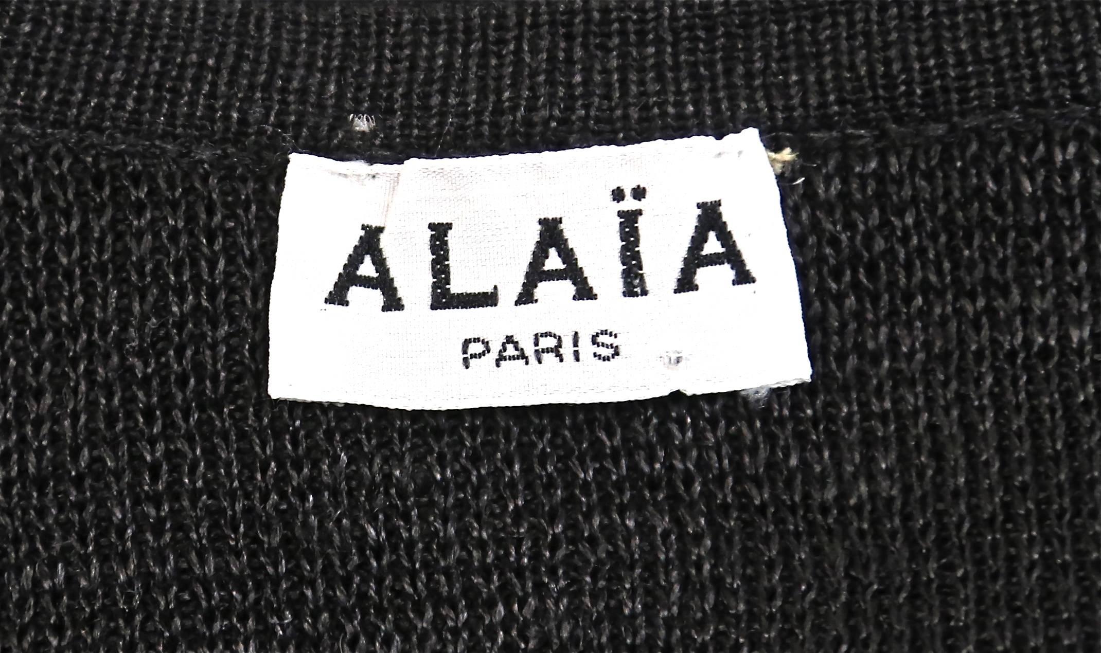 Azzedine Alaia black linen knit dress with cut out back, 1980s 1