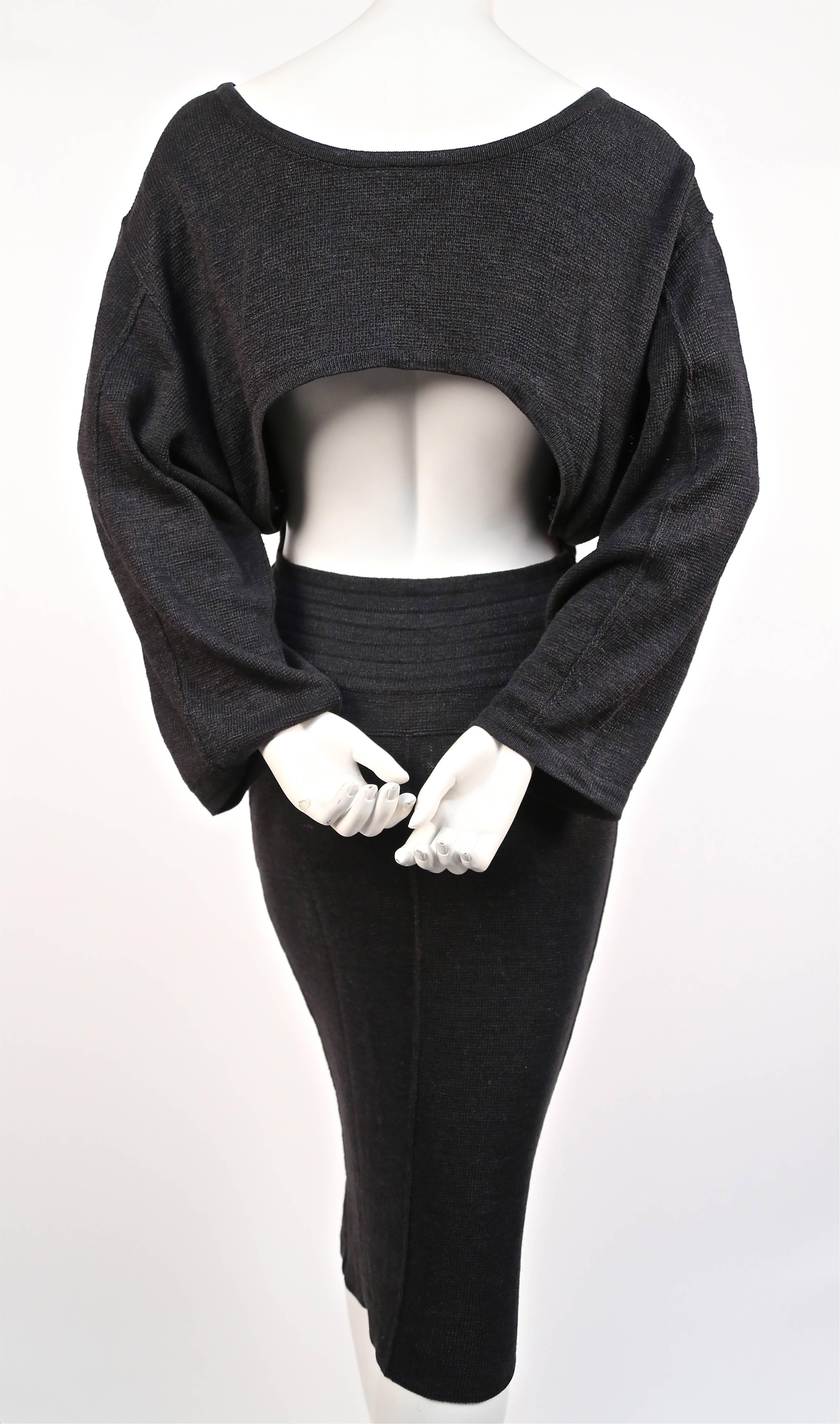 Azzedine Alaia black linen knit dress with cut out back, 1980s In Excellent Condition In San Fransisco, CA