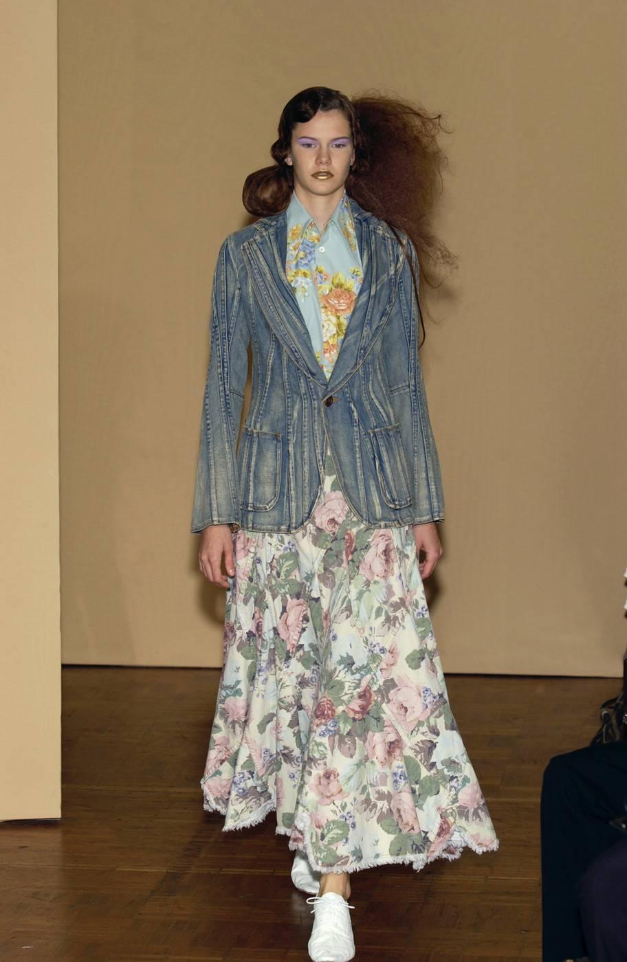 Women's or Men's Junya Watanabe Comme des Garcons denim patchwork runway jacket, 2002 