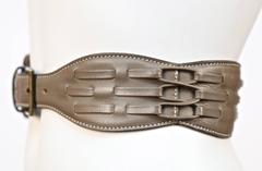 1980's AZZEDINE ALAIA taupe leather corset belt with woven detail