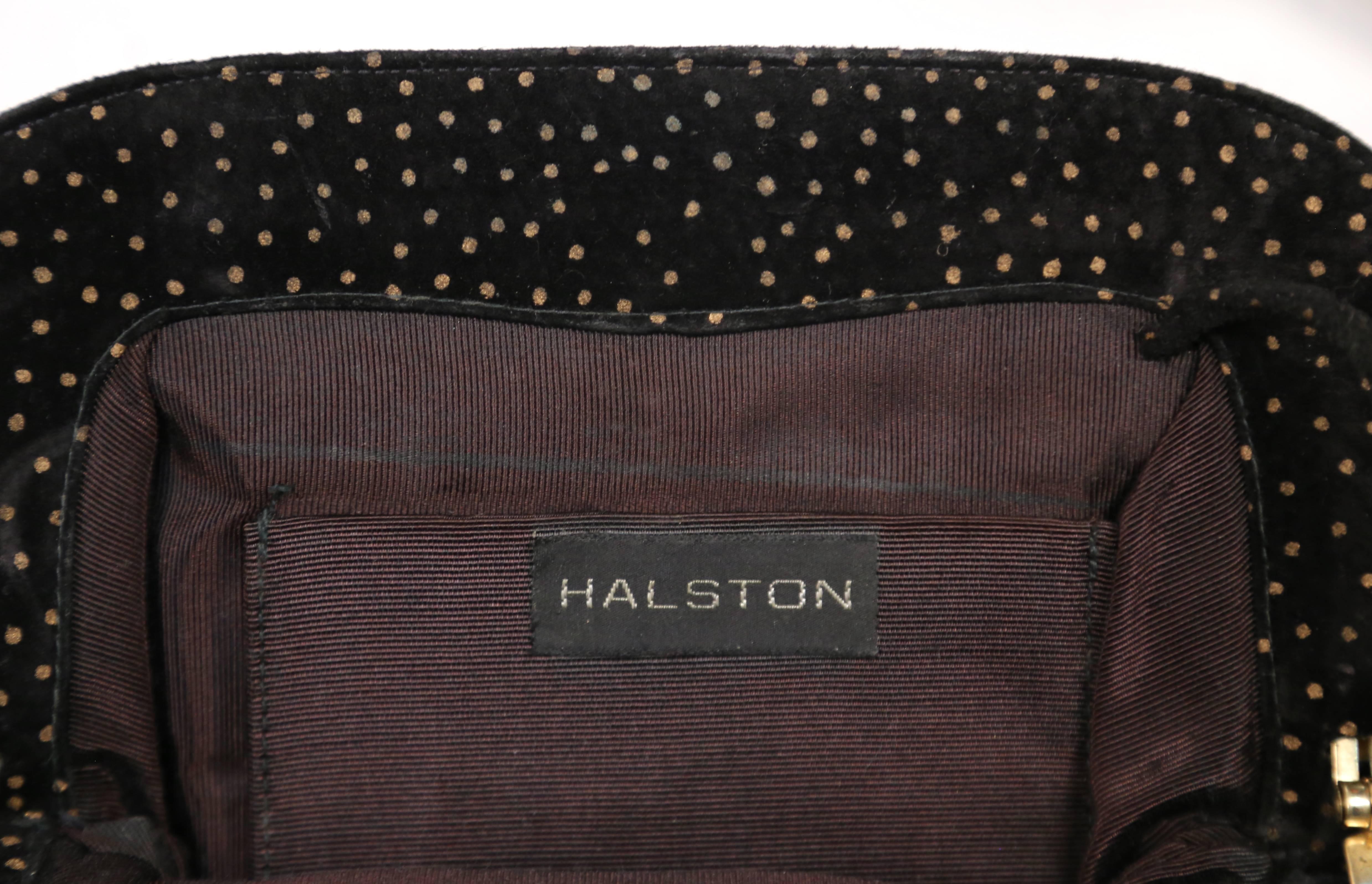 Women's or Men's 1970's HALSTON black and gold suede convertible clutch