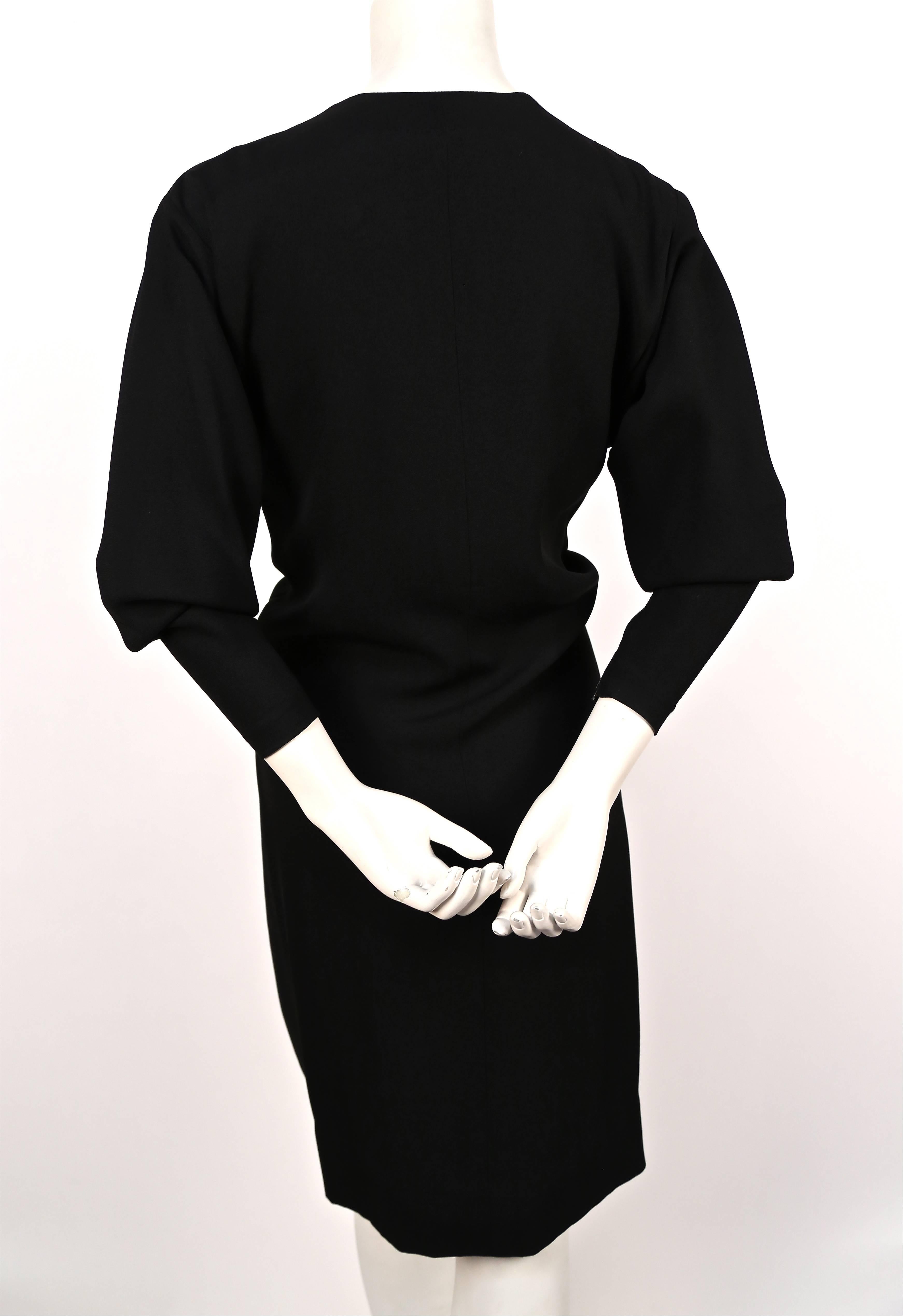 1970's SAINT LAURENT black dress with plunging neckline and draped  In Good Condition In San Fransisco, CA