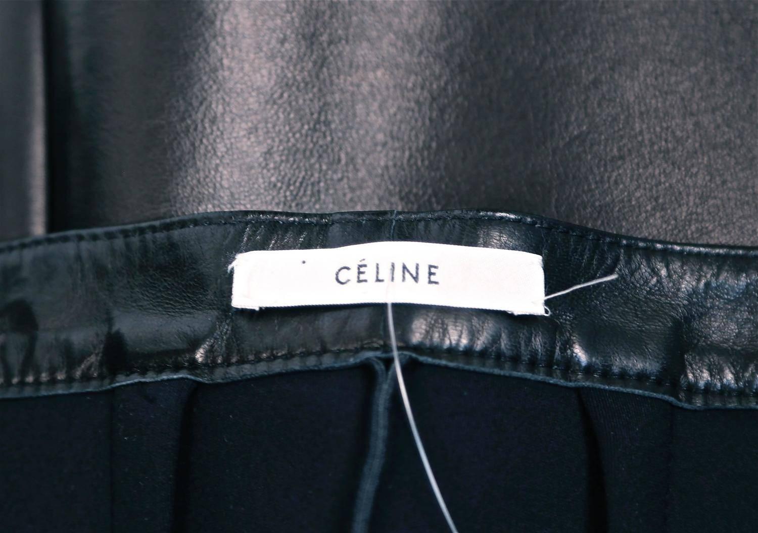 Black unworn CELINE black leather skirt with sliver zipper