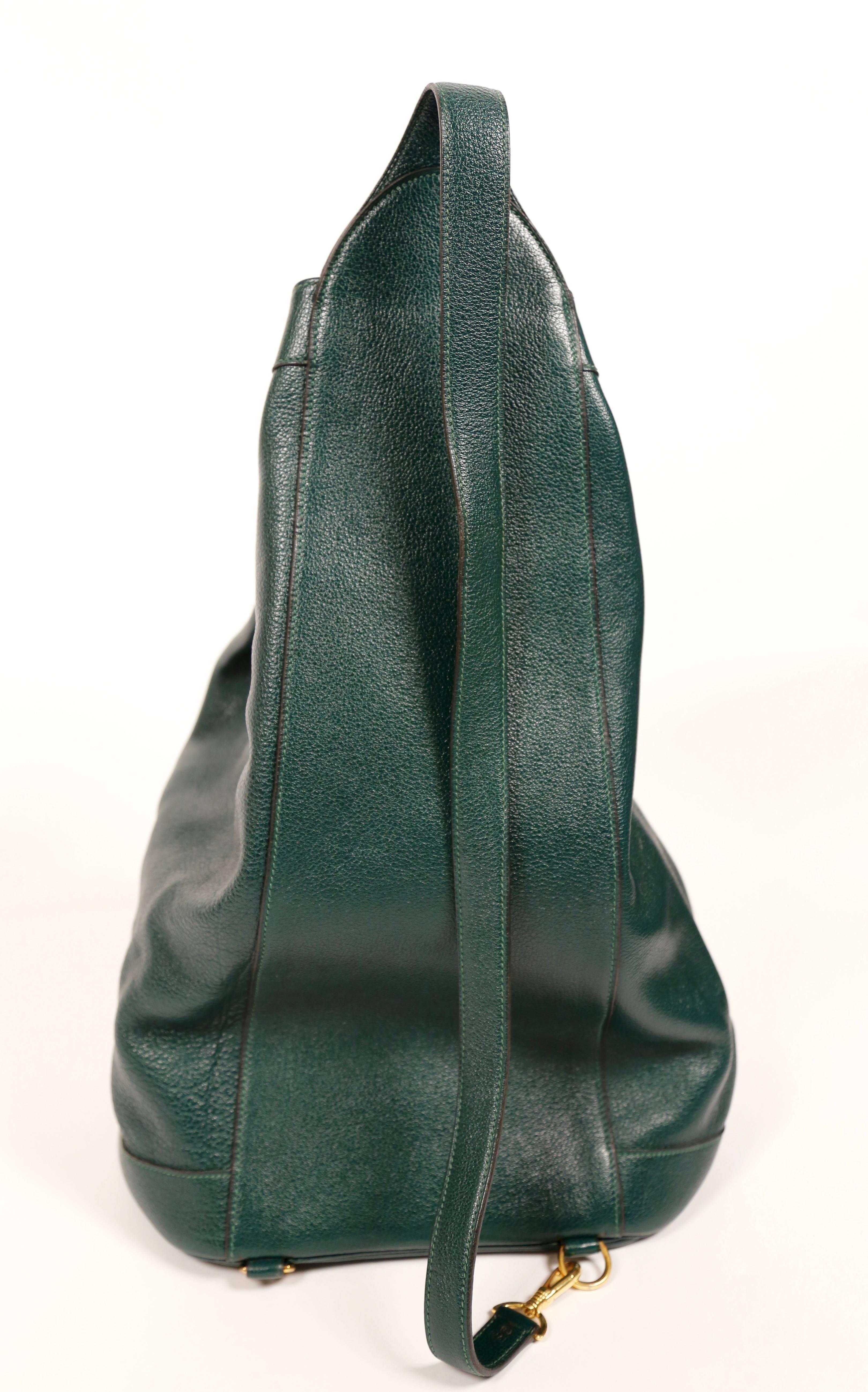 1993 HERMES green Clemence leather 'sac de voyage marin' travel bag In Excellent Condition In San Fransisco, CA