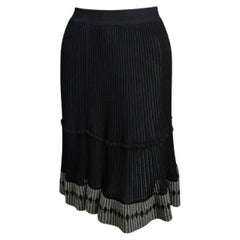 1990's AZZEDINE ALAIA black semi sheer skirt with contrasting trim