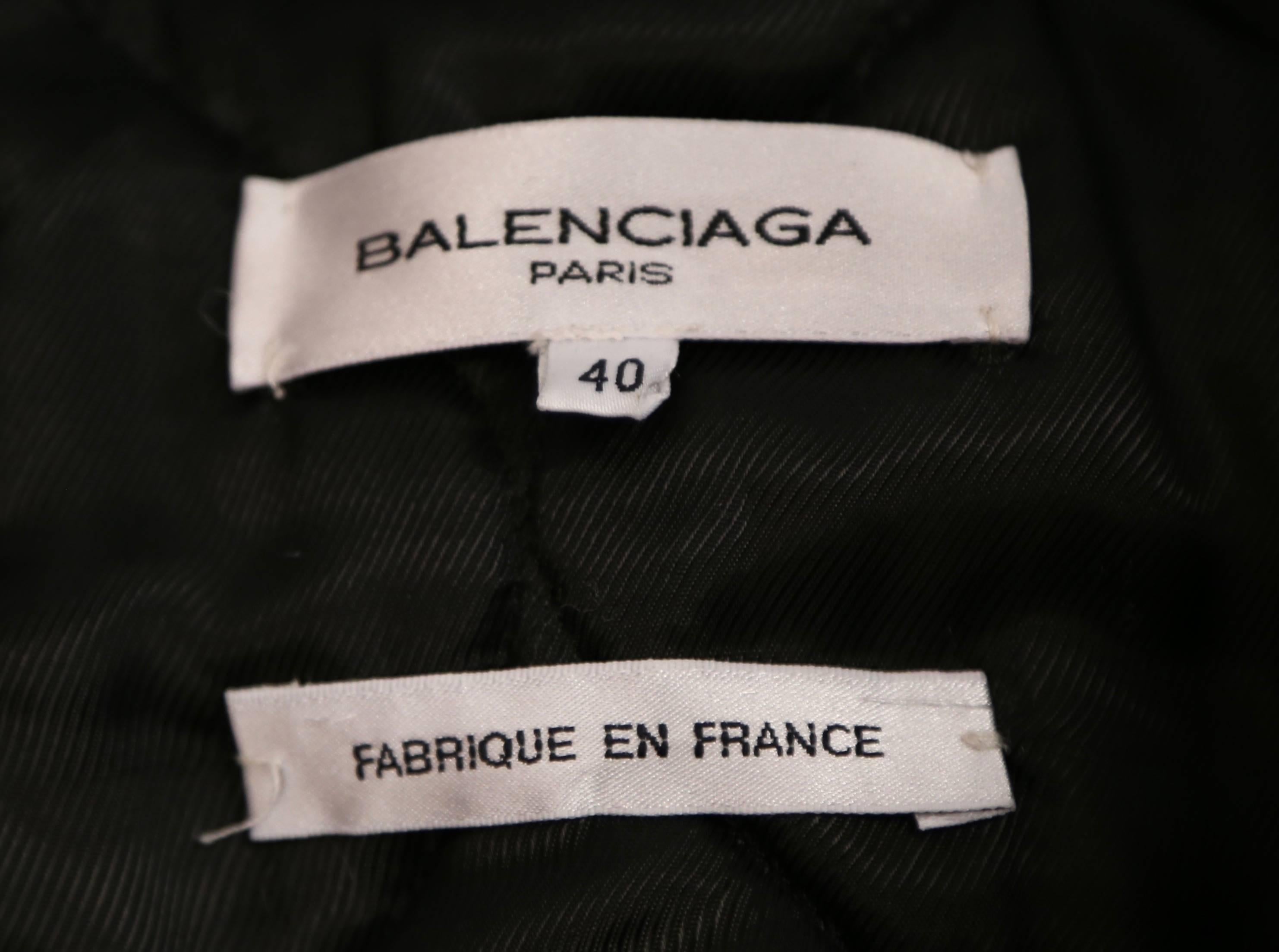 Women's or Men's 2002 BALENCIAGA by Nicolas Ghesquiere black leather runway vest with wool trim