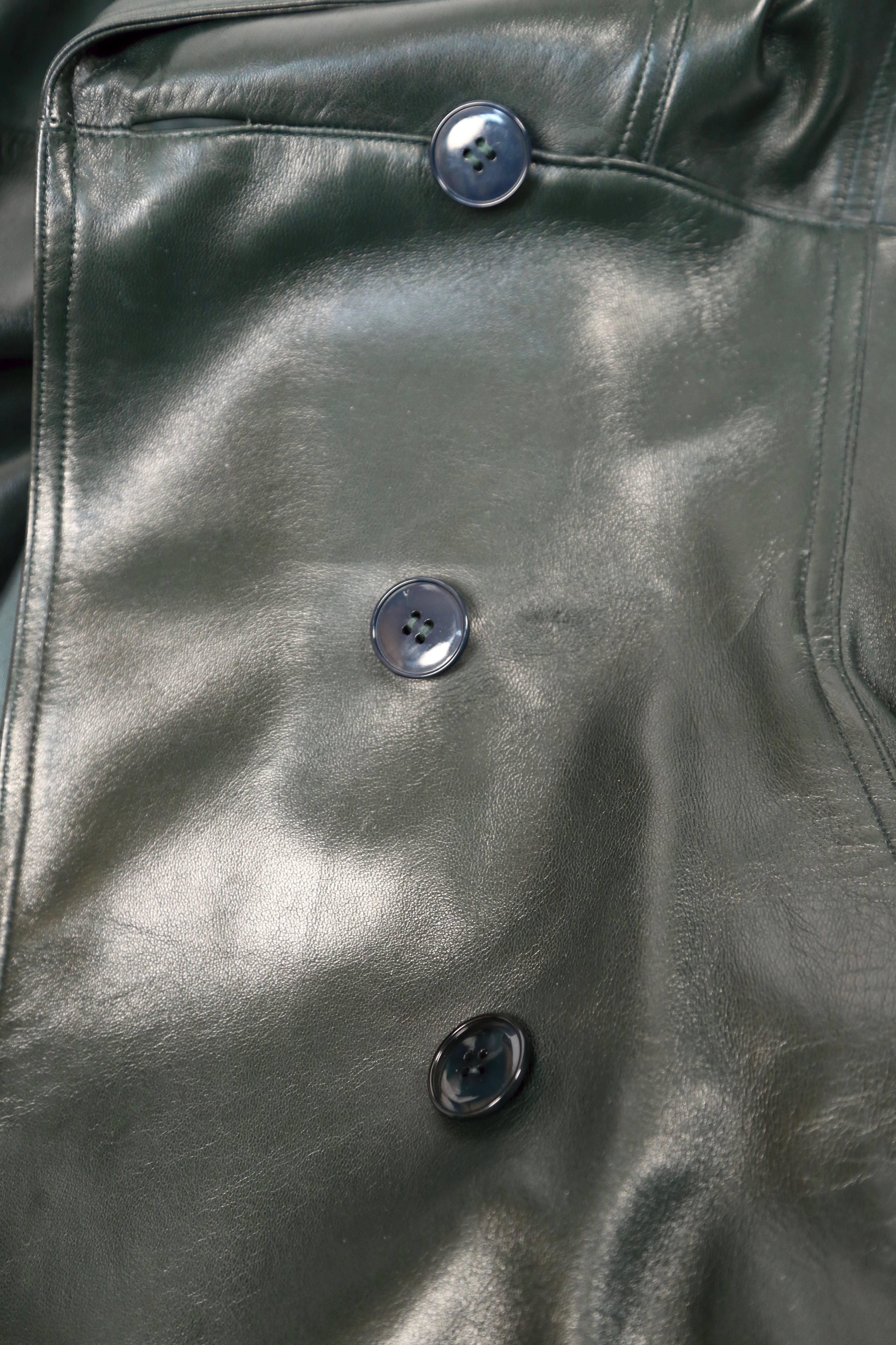1990's AZZEDINE ALAIA green leather coat with peplum at 1stDibs | alaia ...