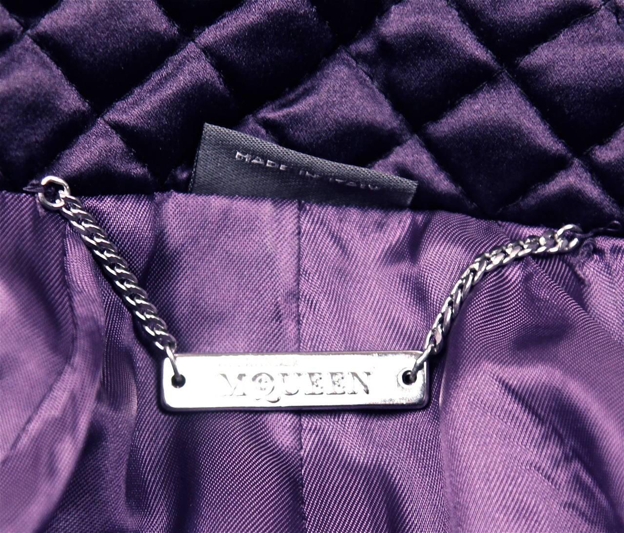 Women's or Men's Alexander McQueen purple satin quilted runway coat, 2007 