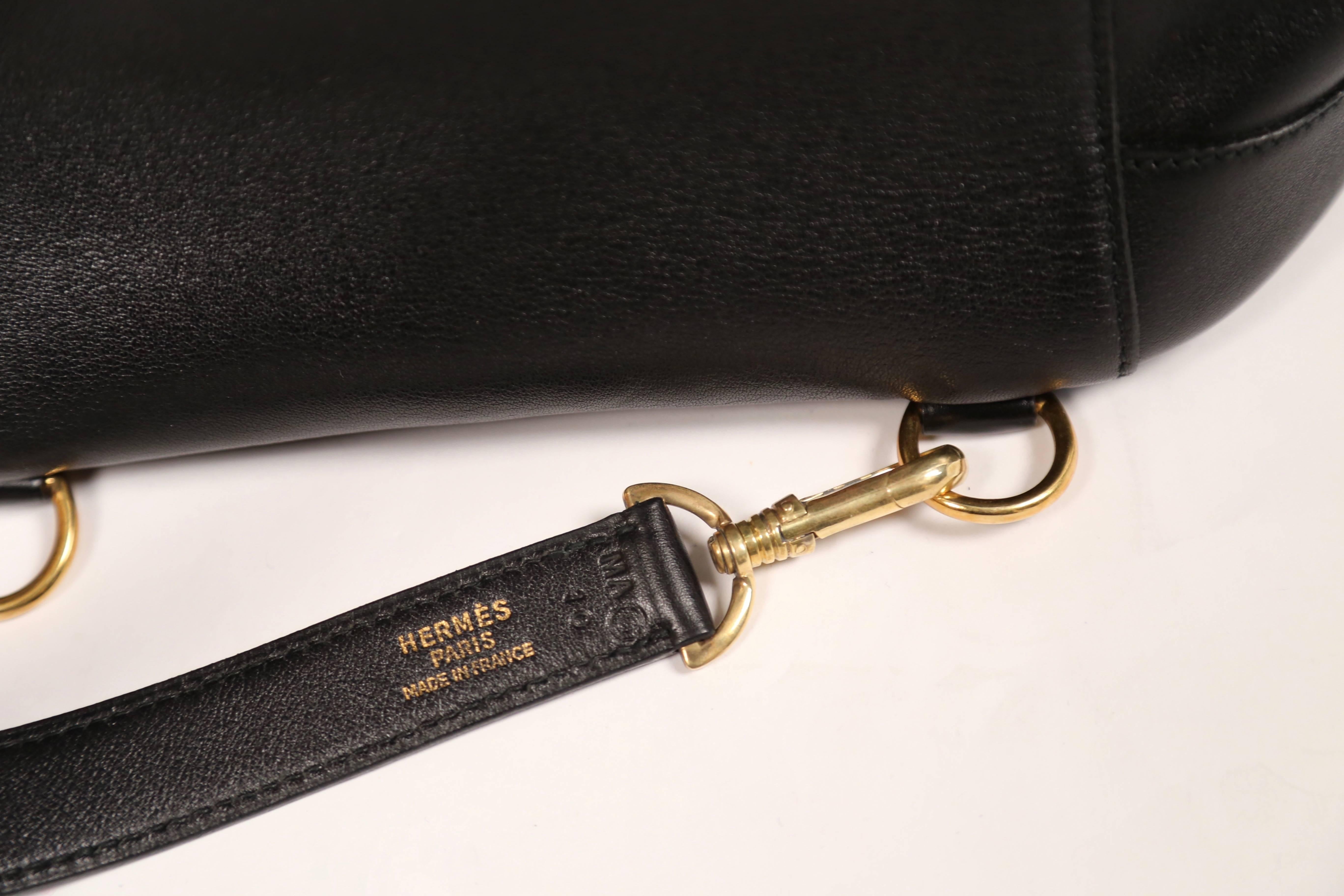 Black 1991 HERMES black Gulliver leather 'sac de voyage marin' travel bag