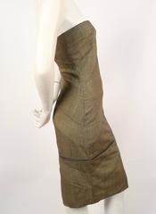runway 1998 ALEXANDER MCQUEEN strapless houndstooth dress with zippered hemline