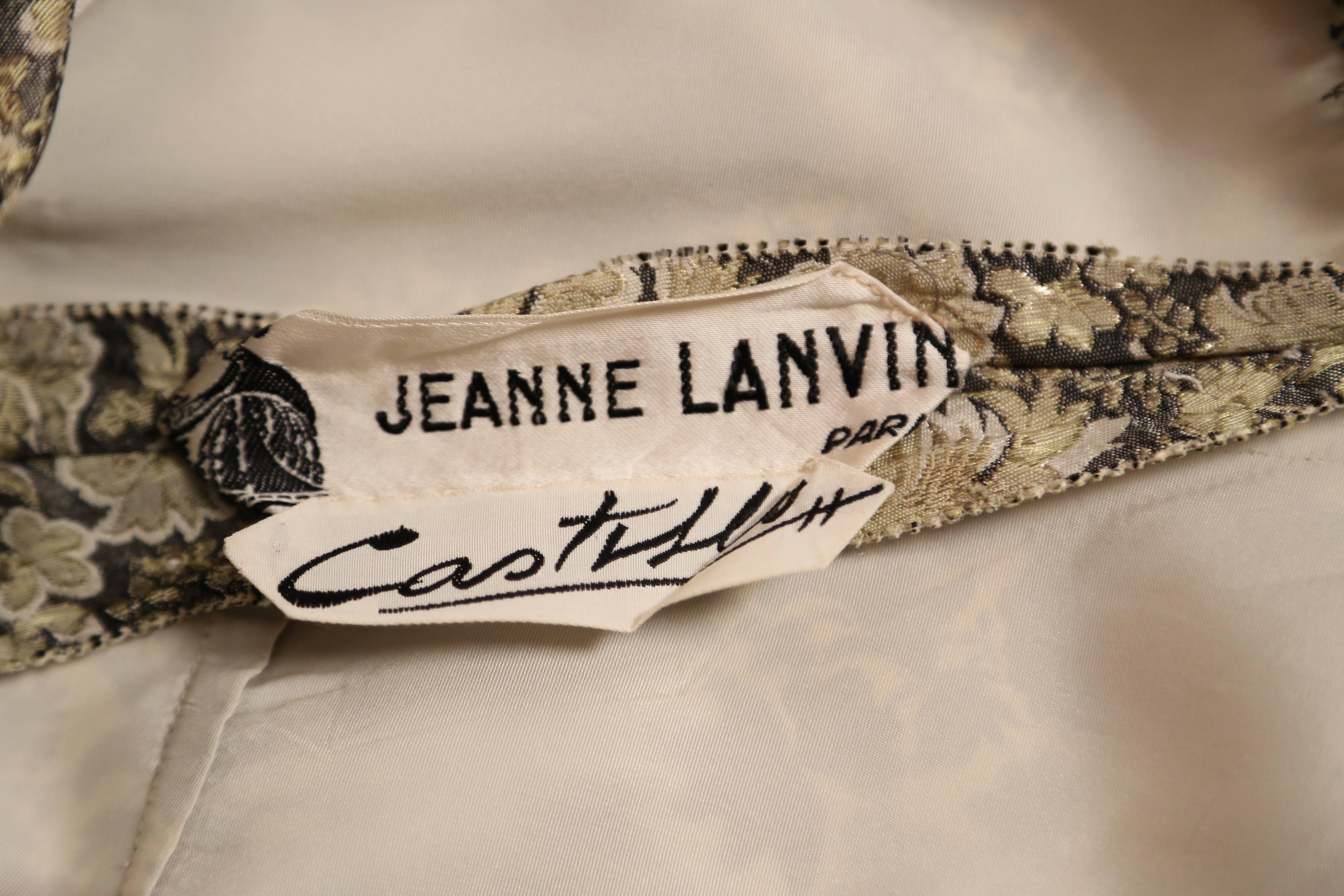Women's or Men's 1950's JEANNE LANVIN CASTILLO metallic floral brocade haute couture dress