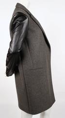 Celine by Phoebe Philo charcoal grey black leather sleeve crombie coat