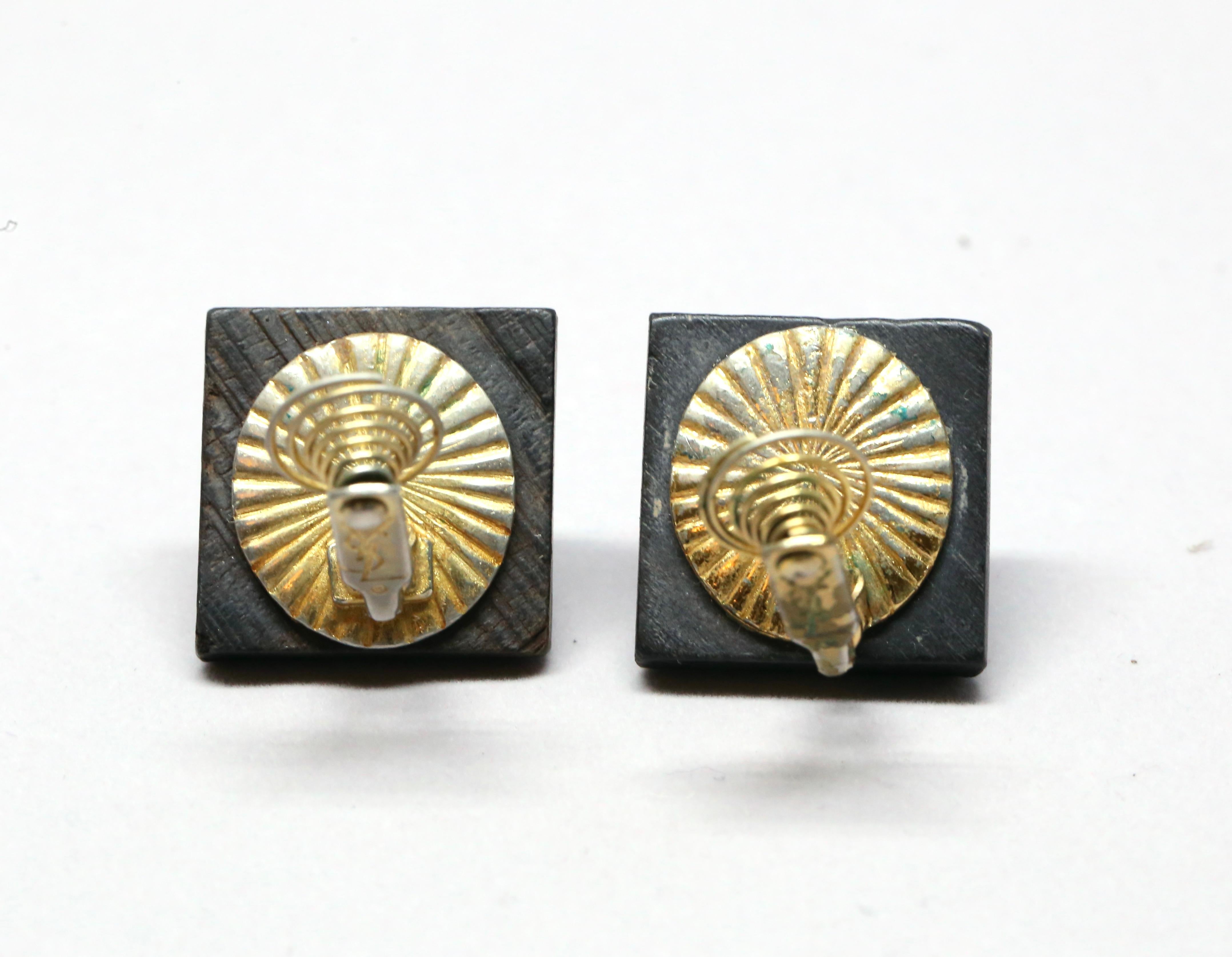 1970's YVES SAINT LAURENT wood and crystal earrings For Sale 1