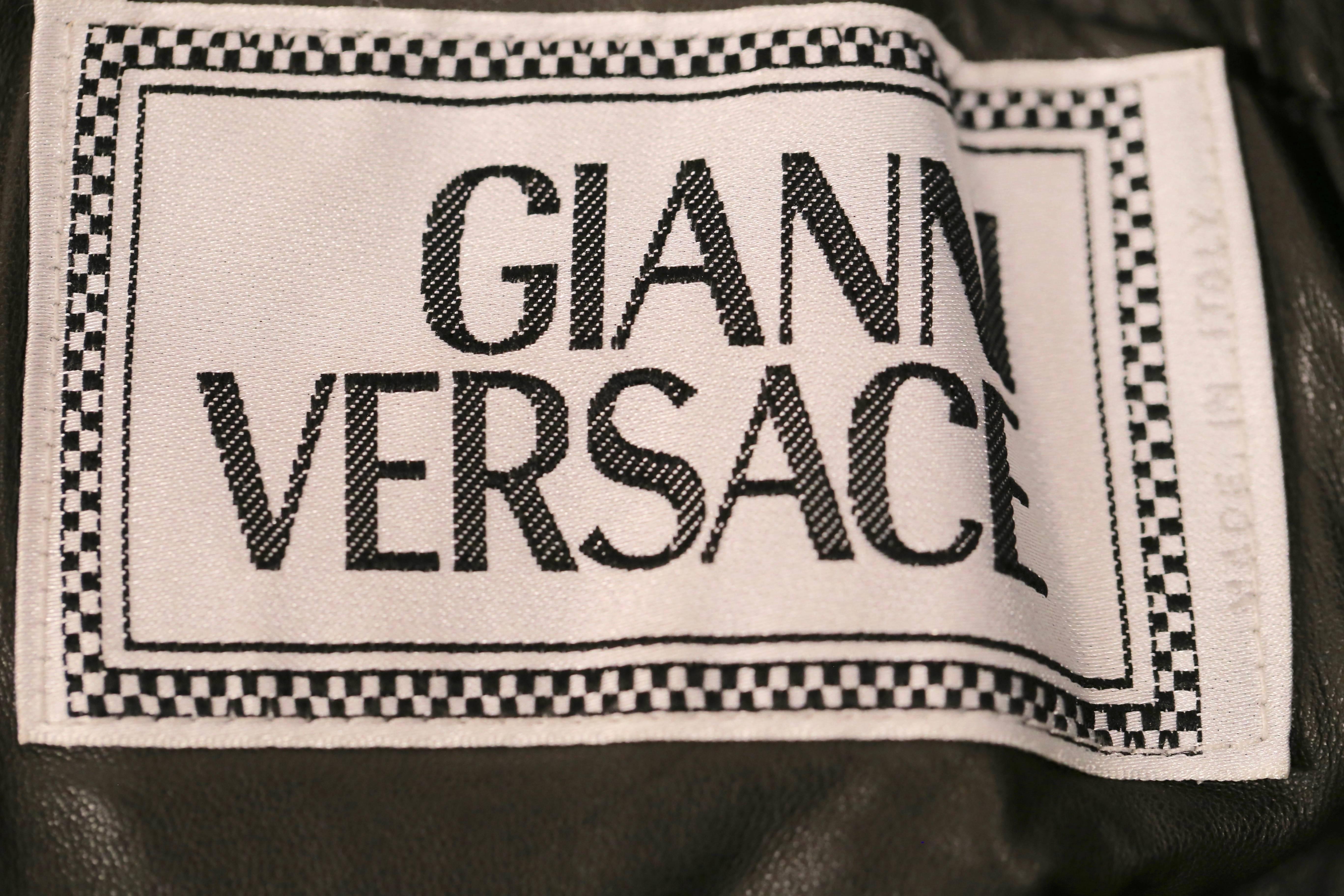 1993 GIANNI VERSACE olive shearling runwy coat with Astrakhan trim 1