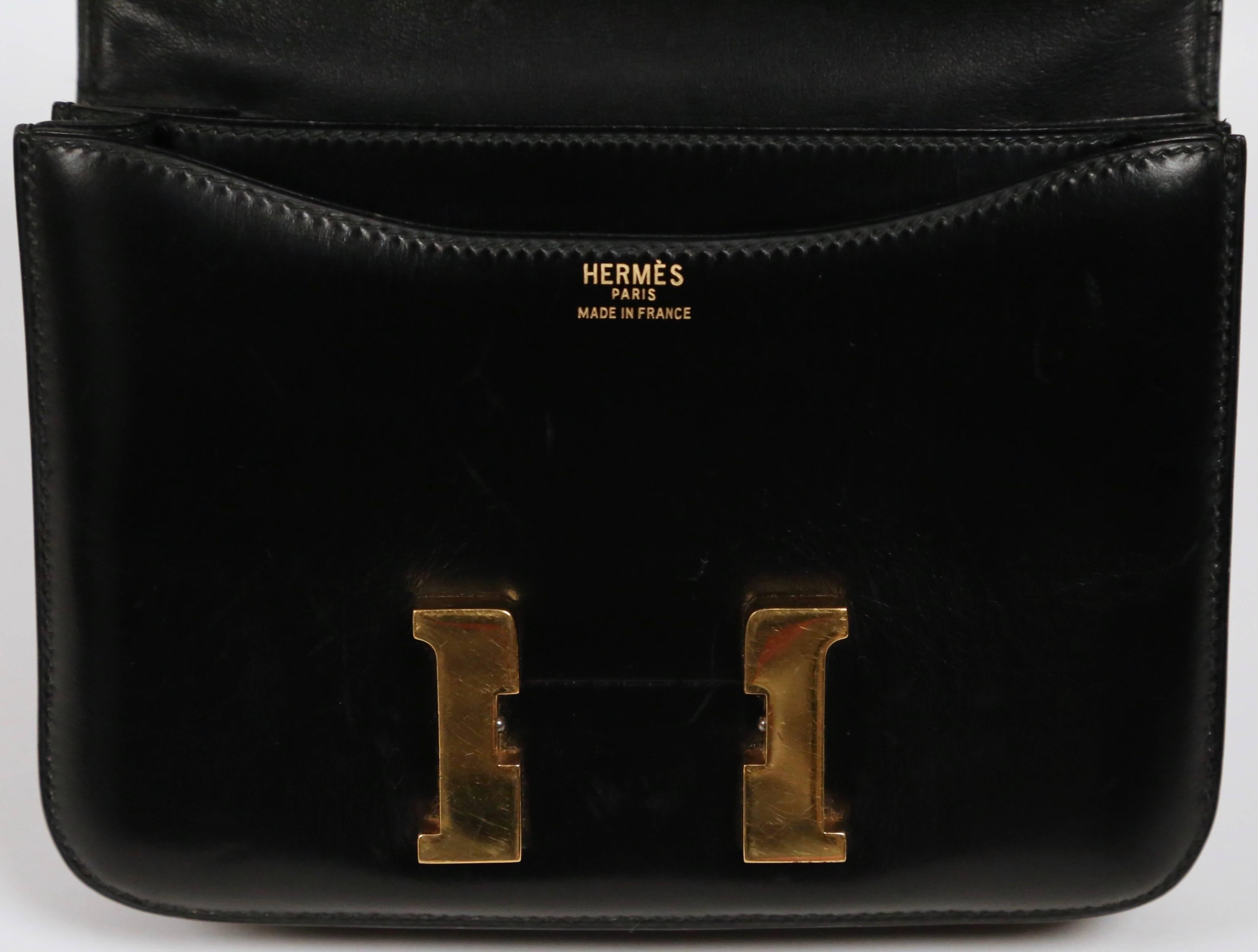 HERMES Constance 'mini' black leather with gold hardware 18cm In Good Condition In San Fransisco, CA