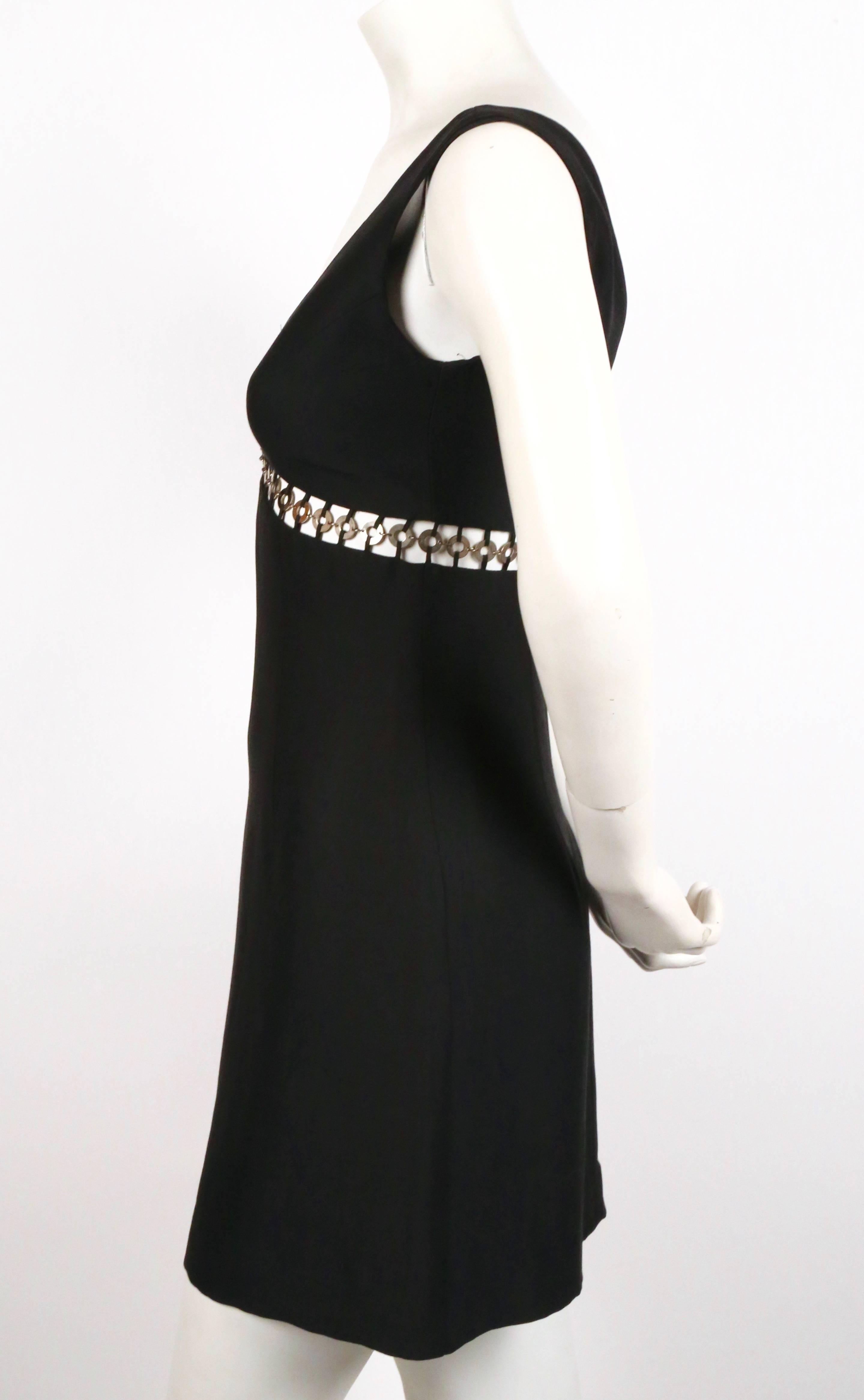 Black 1990's SOPHIE SITBON black mini dress with cut out and silver rings