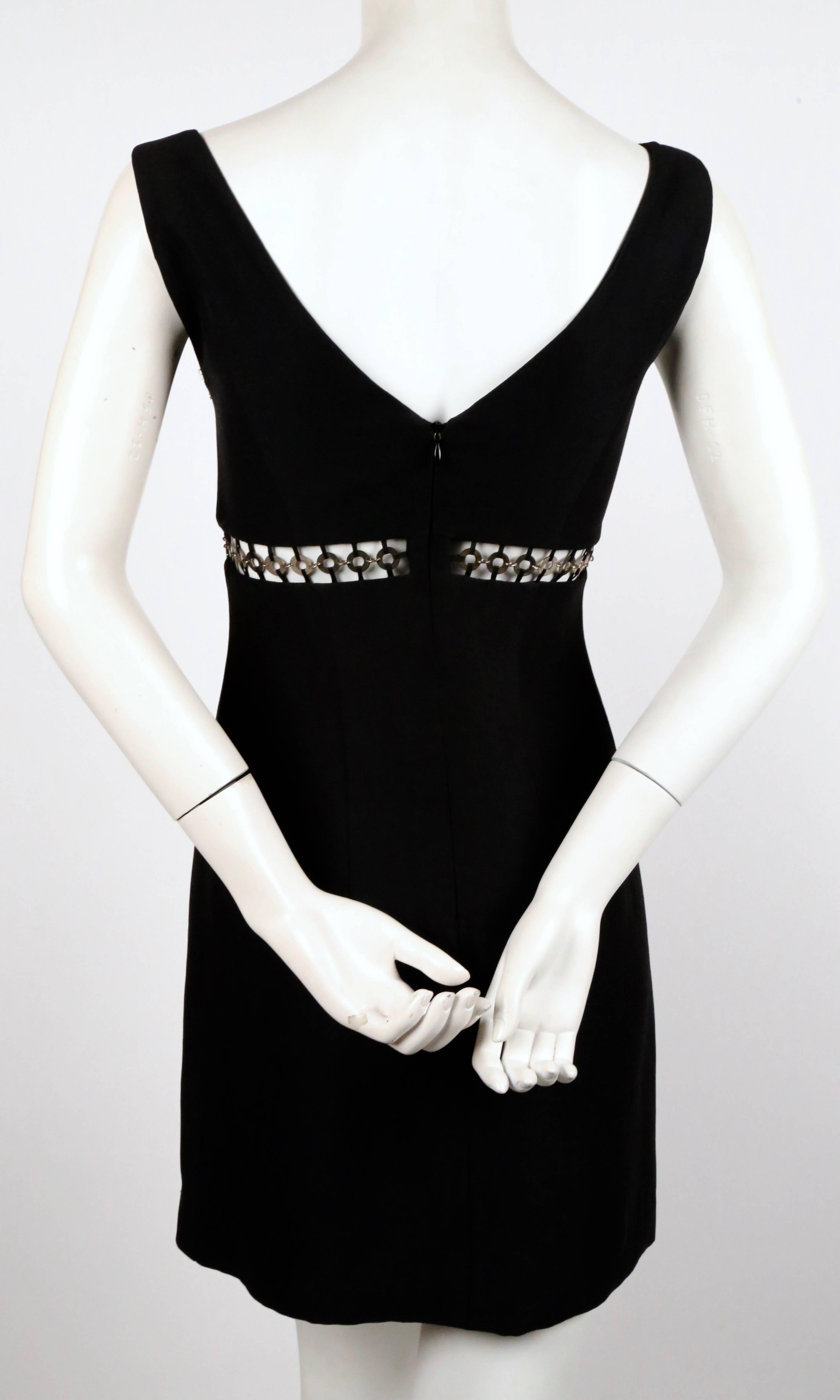 1990's SOPHIE SITBON black mini dress with cut out and silver rings In Excellent Condition In San Fransisco, CA