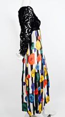 1988 CHANEL Camellia flower silk runway dress with black lace bodice
