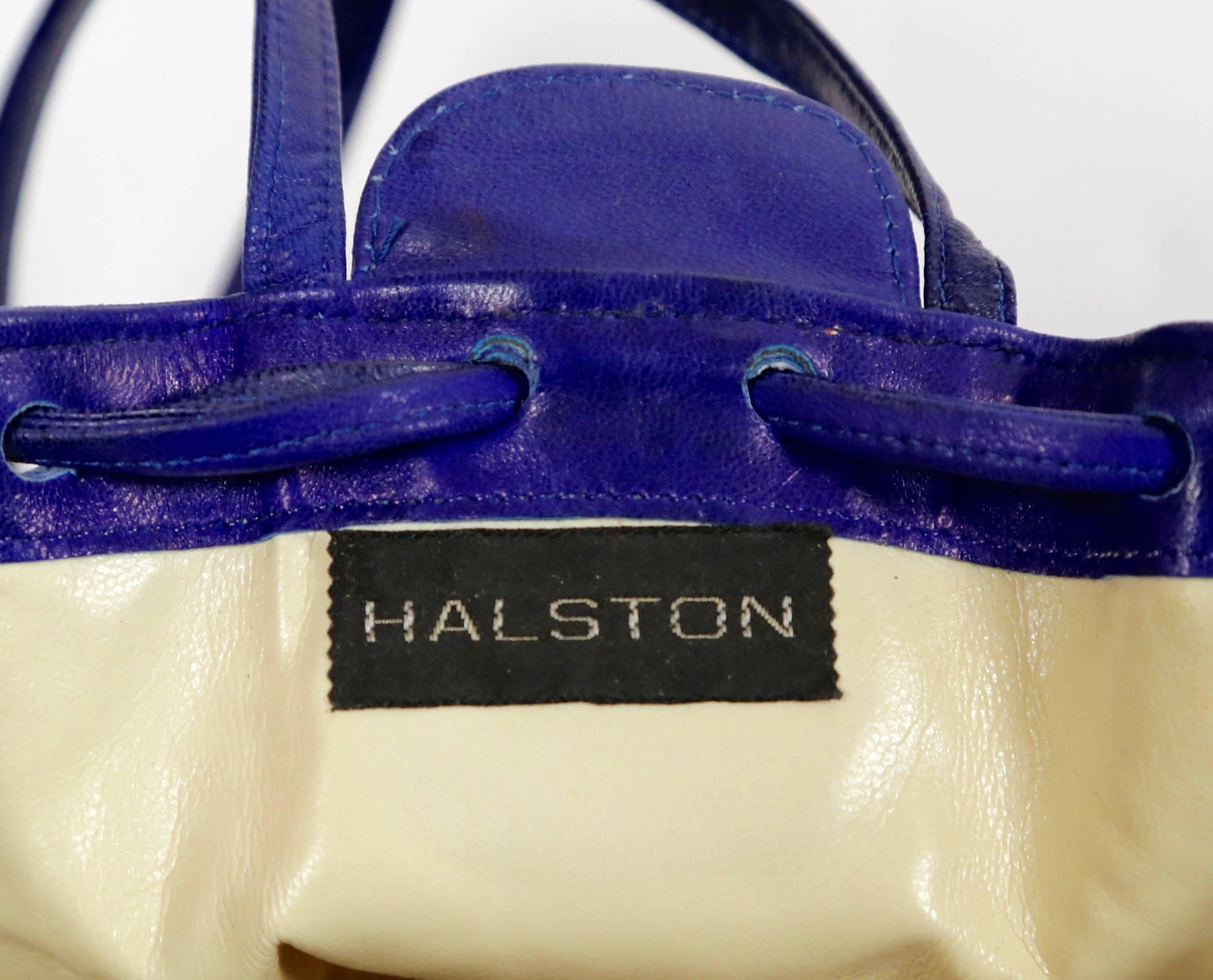 Women's or Men's 1970's HALSTON royal blue leather bag with rhinestones