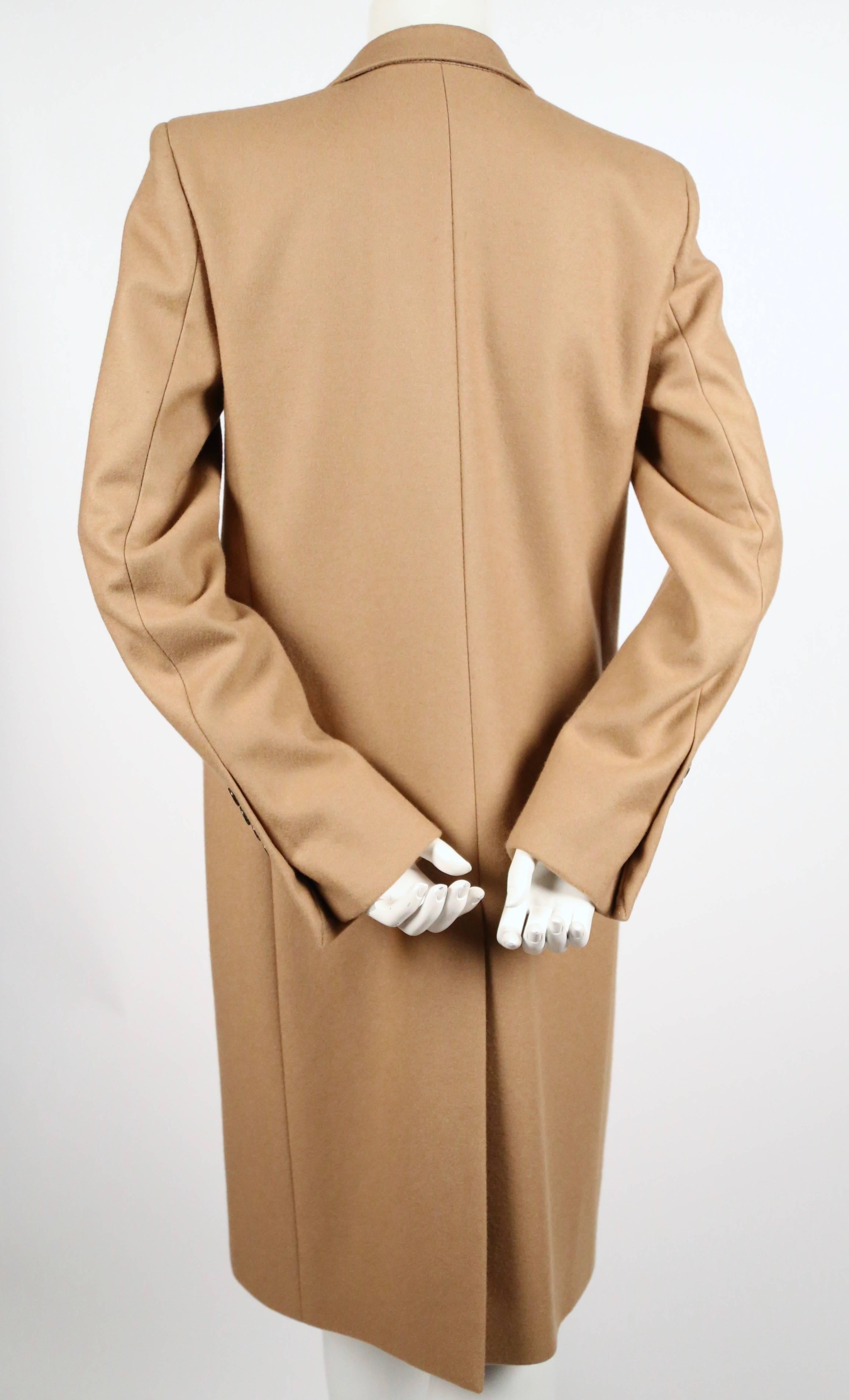 SAINT LAURENT by HEDI SLIMANE camel double breasted coat In New Condition In San Fransisco, CA