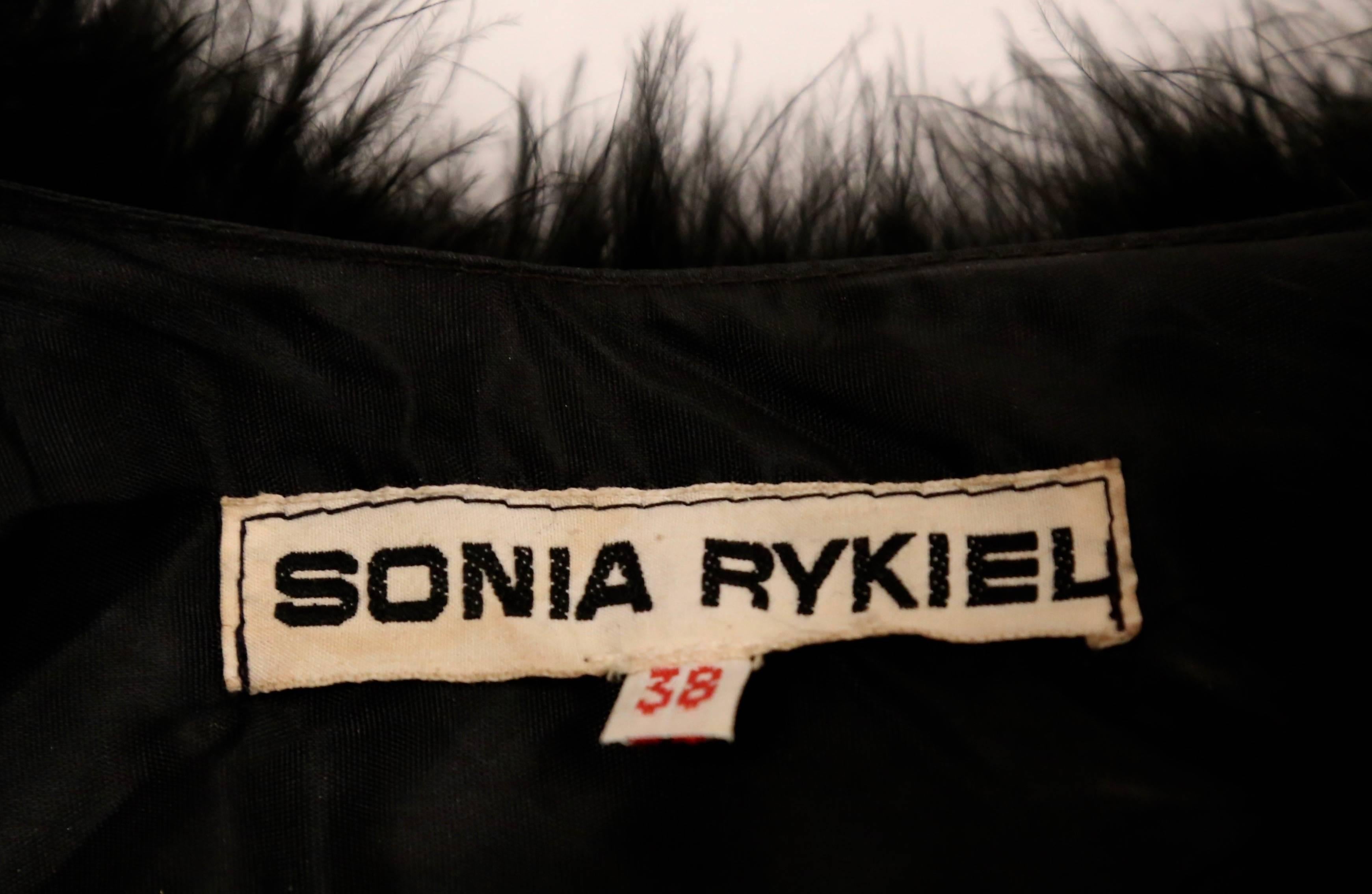 Women's or Men's Sonia Rykiel black marabou feather jacket, 1970s 