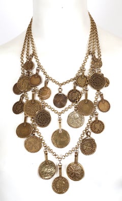 YVES SAINT LAURENT, collier en couches de pièces de monnaie de style byzantin ancien, 1977