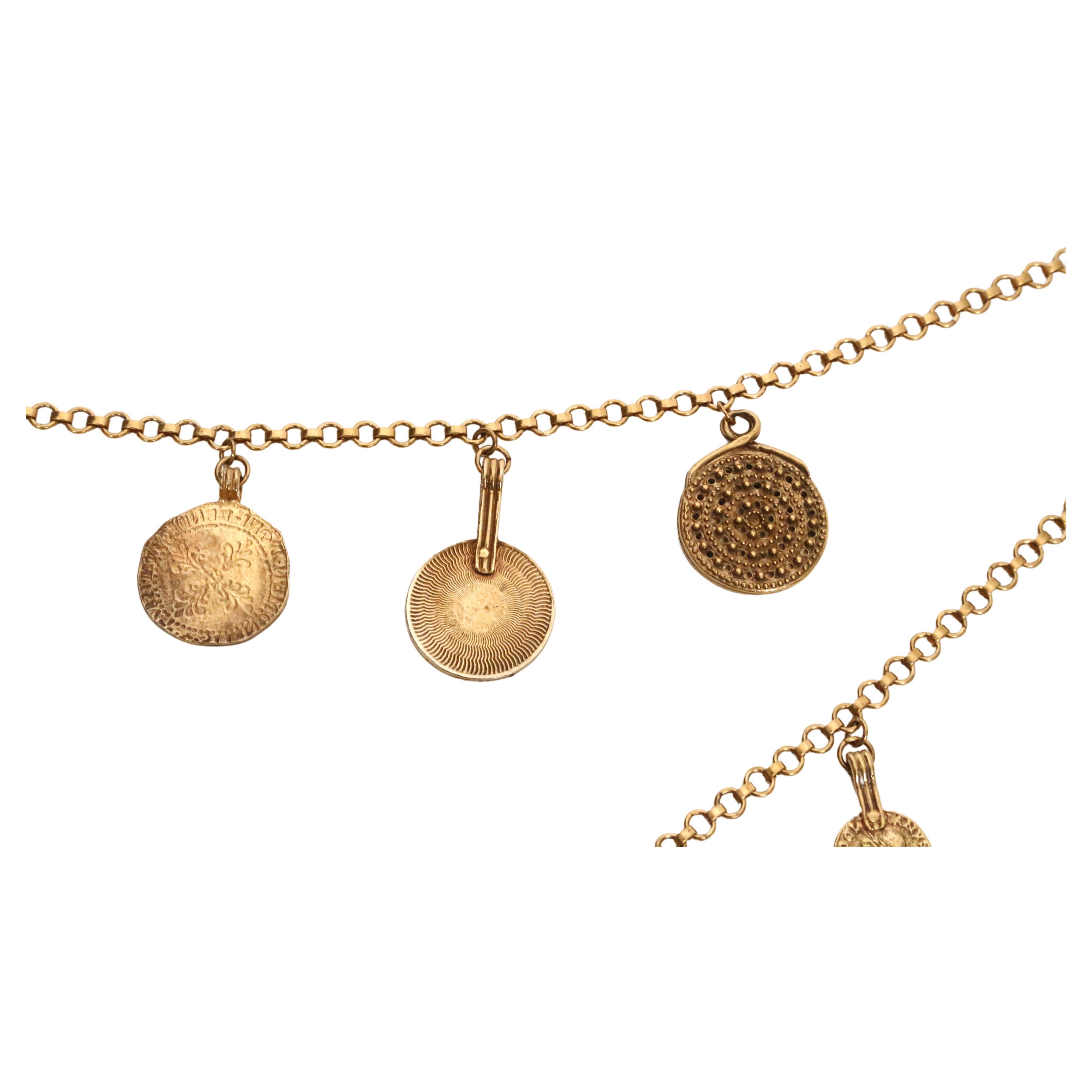 1977 YVES SAINT LAURENT ancient Byzantine style coin layered necklace For Sale 2